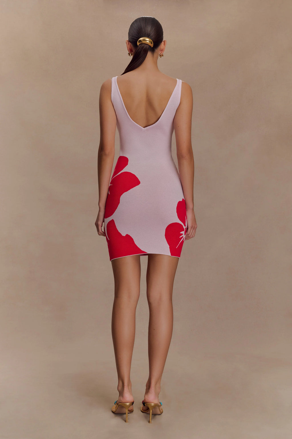 Dorothy Knit Print Mini Dress - Red Deco Fleur Print
