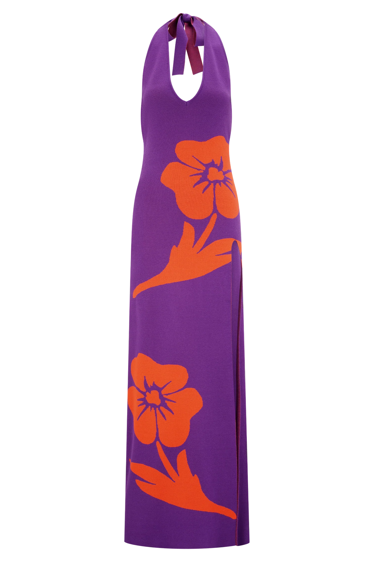 Stacy Knit Halter Maxi Dress - Purple/Red