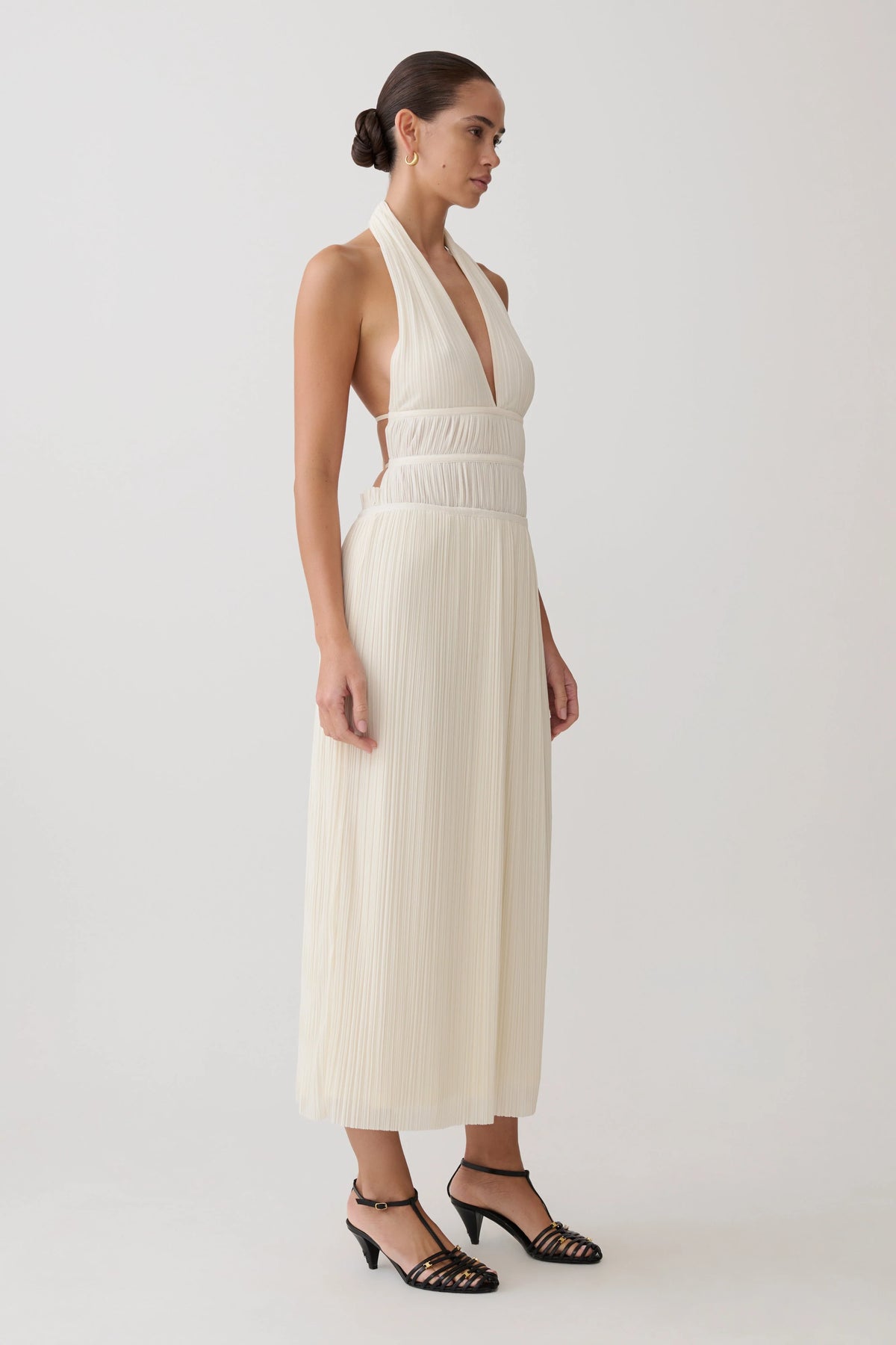 Thien Cowl Halter Midi Dress - Ivory