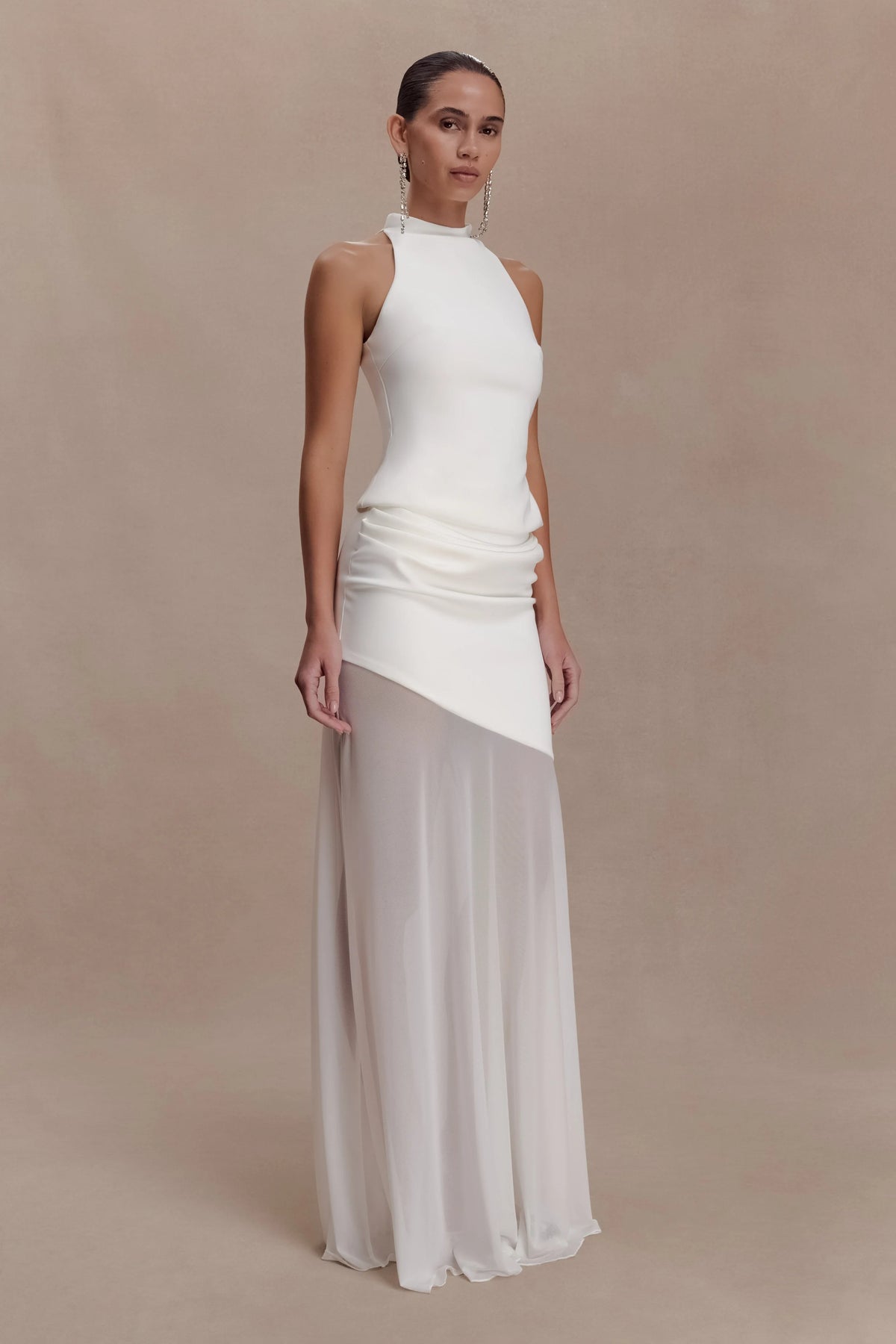Portia Scuba Sleeveless Top - White