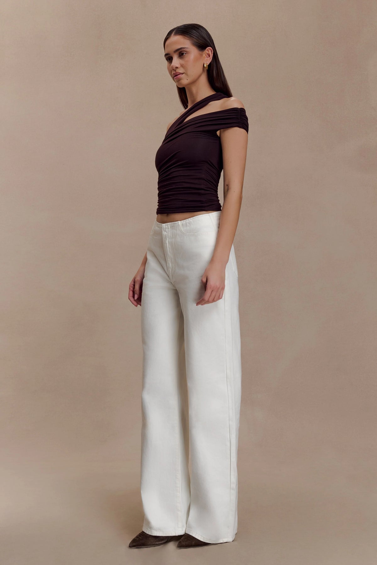 Anna One Shoulder Modal Top - Cacao Brown