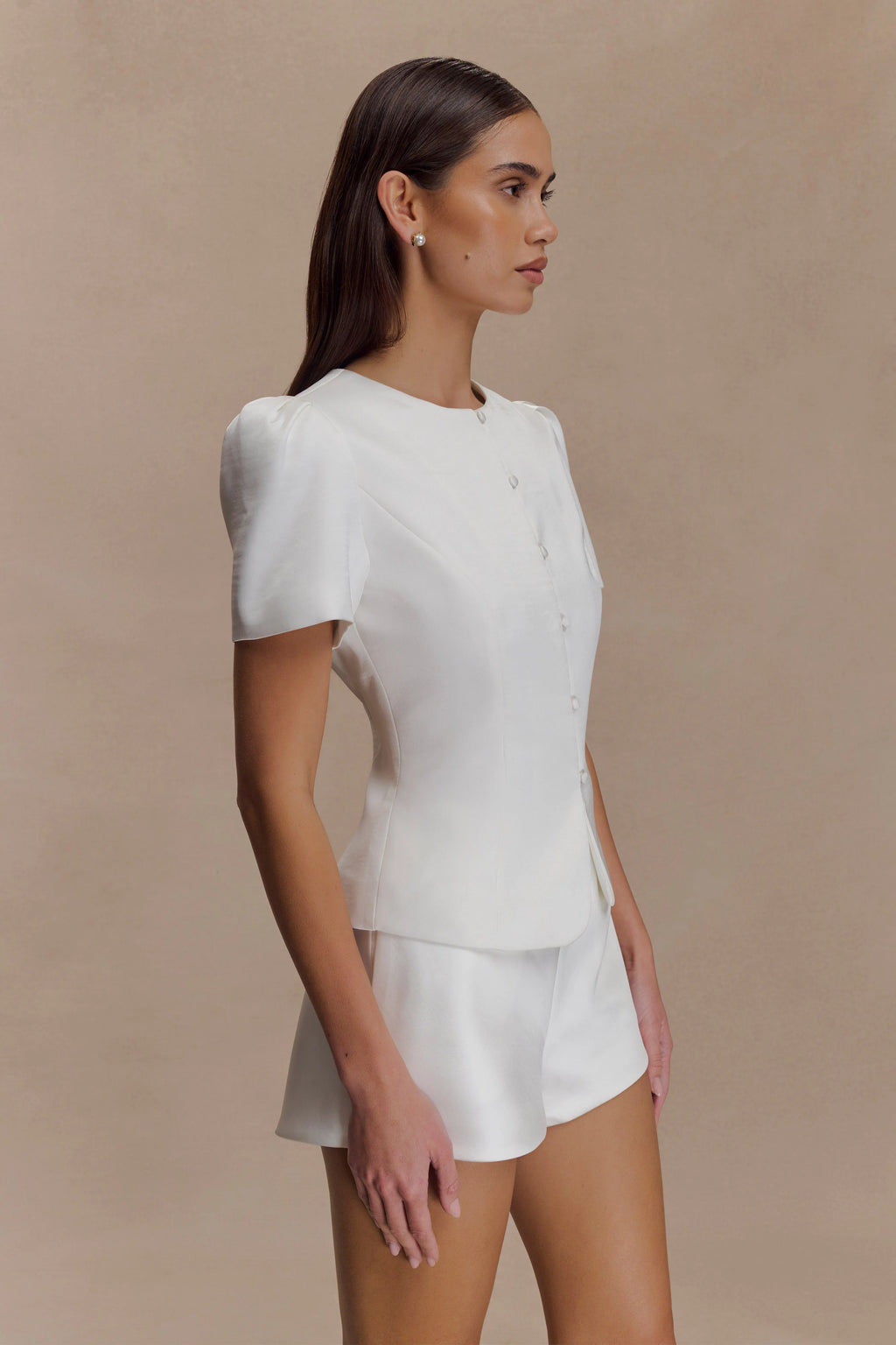 Anne Satin Mini Short - White
