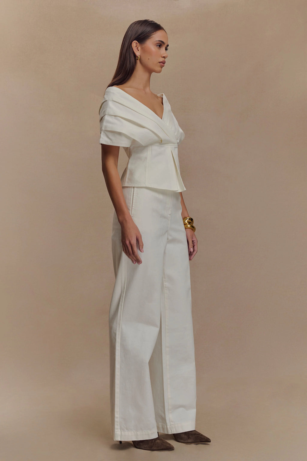 Rayne Off Shoulder Denim Top - White