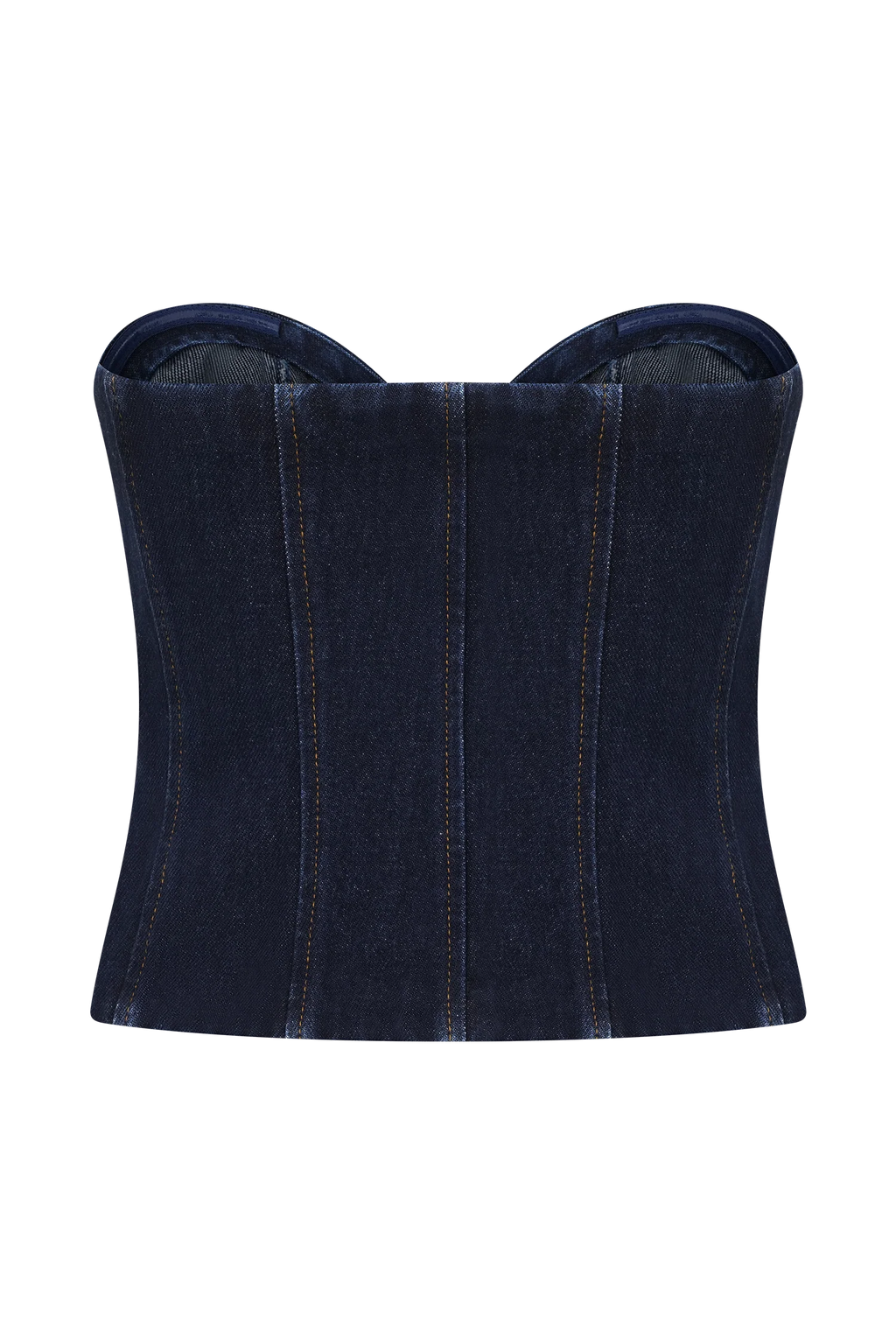 Tully Strapless Topstitch Denim Top - Indigo Blue