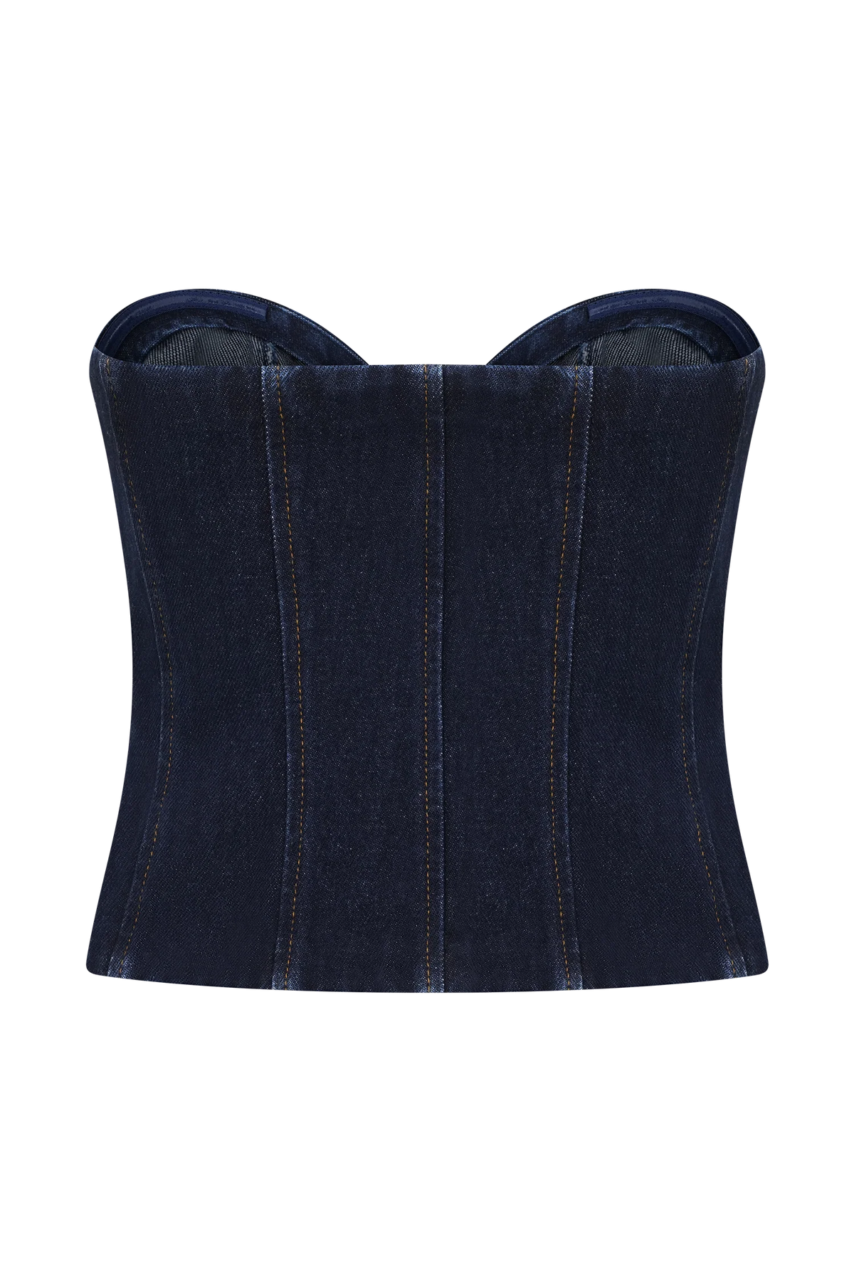 Tully Strapless Topstitch Denim Top - Indigo Blue