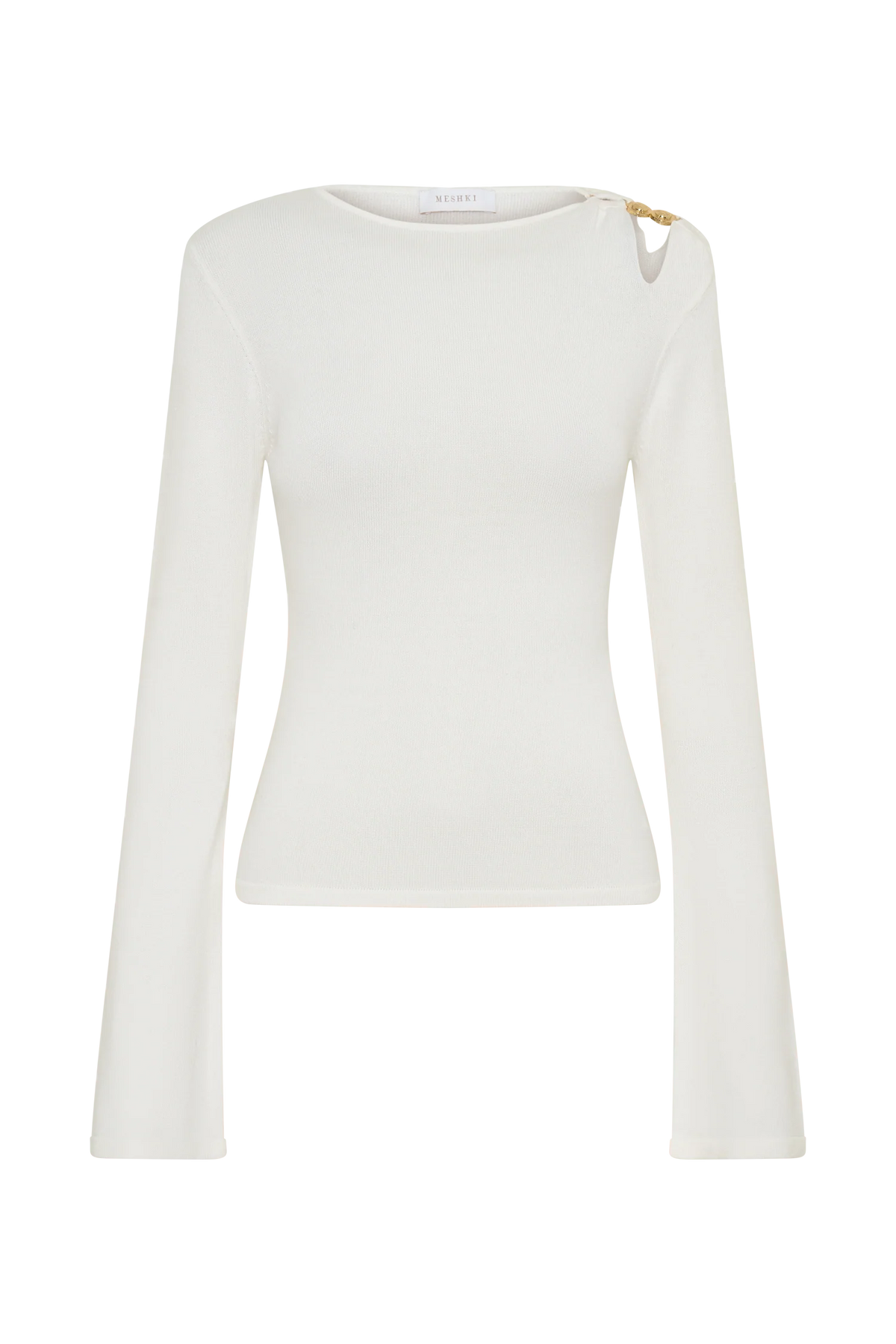 Ricky Knit Long Sleeve Longline Top - Ivory