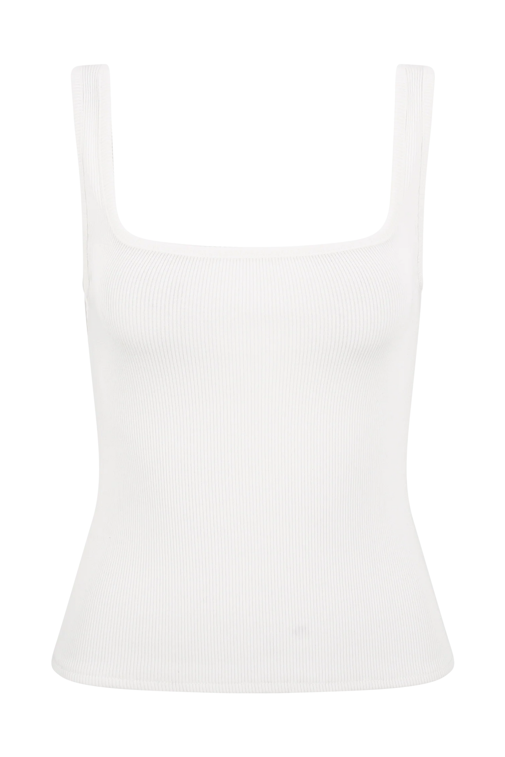 Aisling Ribbed Square Neck Sleeveless Top - Ivory