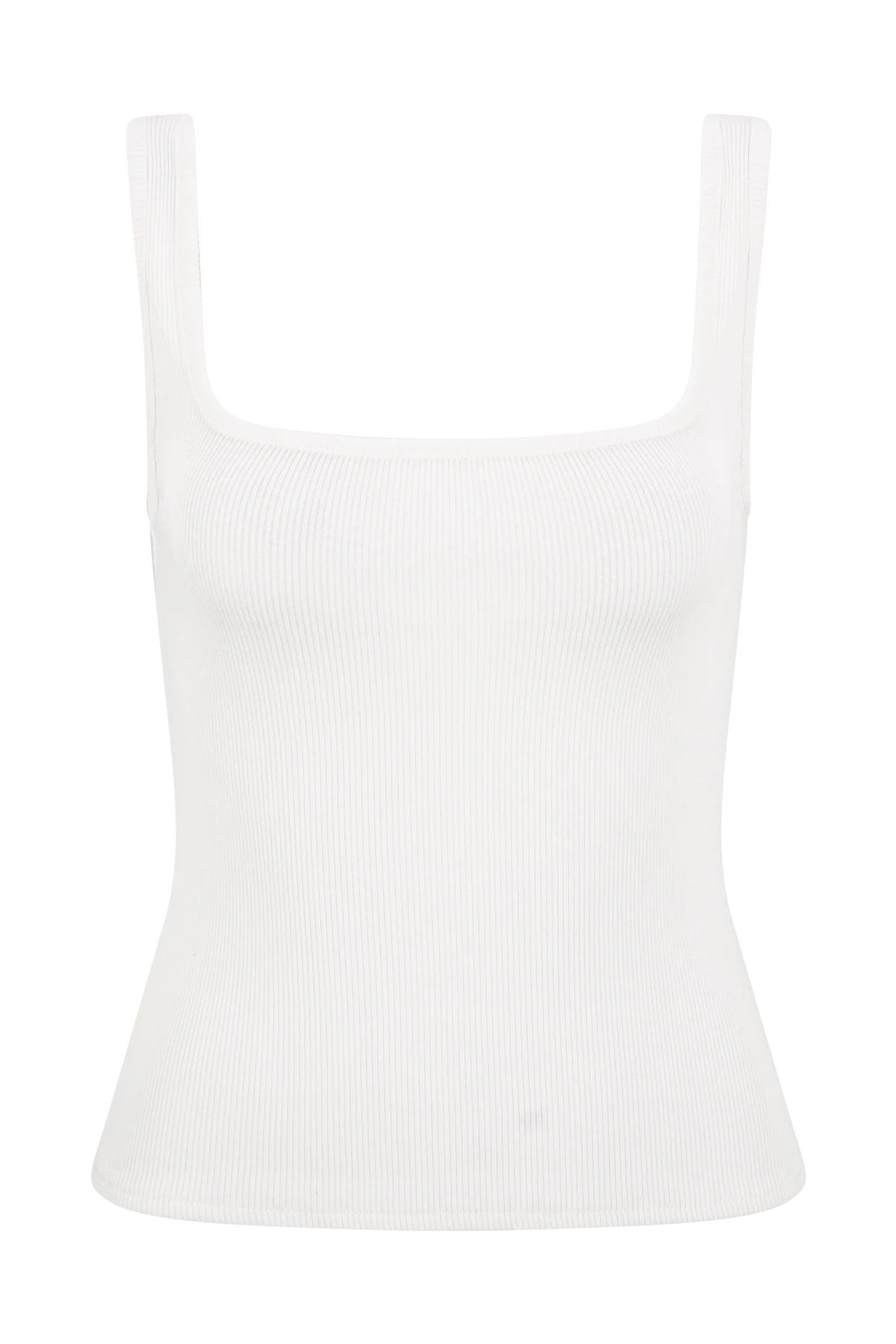 Aisling Ribbed Square Neck Sleeveless Top - Ivory