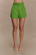 Scout Linen Belted Shorts - Green