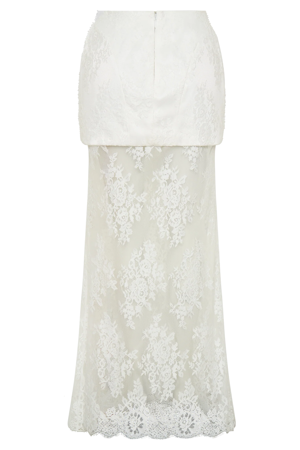 Camille Beaded Satin And Lace Maxi Skirt - Ivory