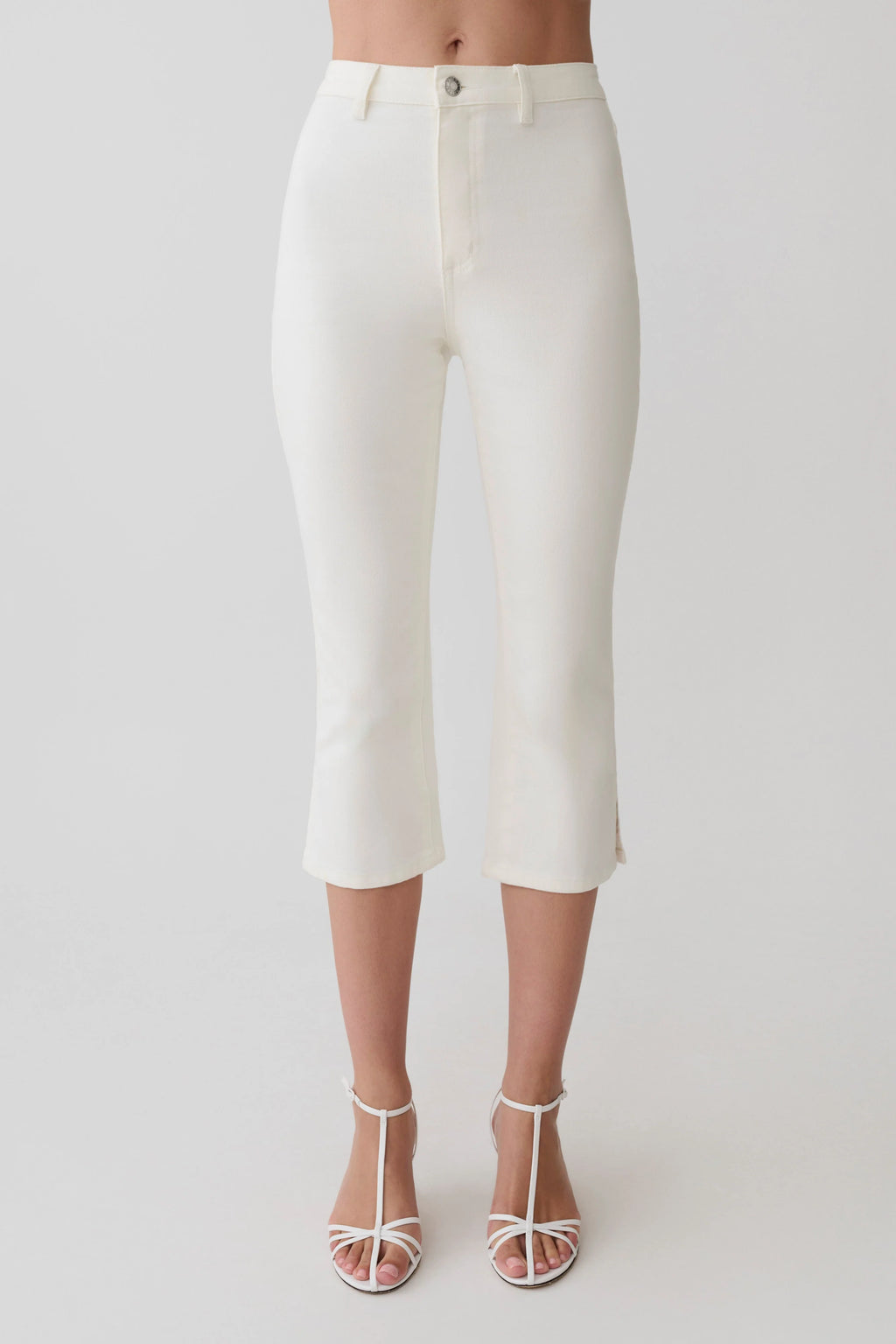 Mary Denim Capris - White