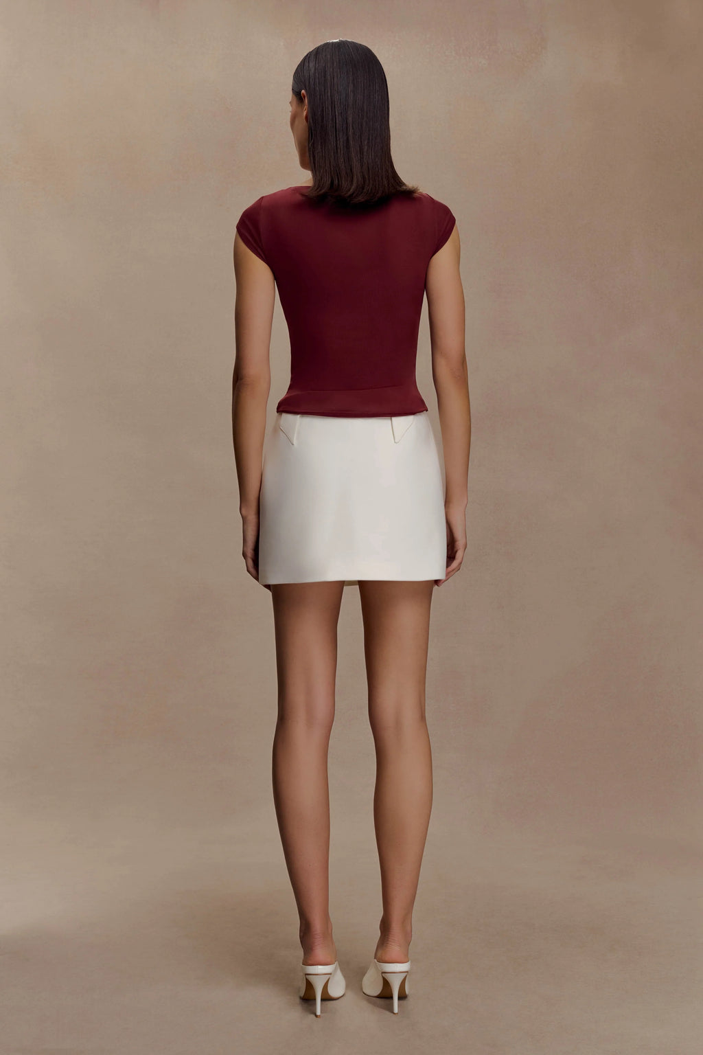 Romana Short Sleeve Mesh Top - Burgundy