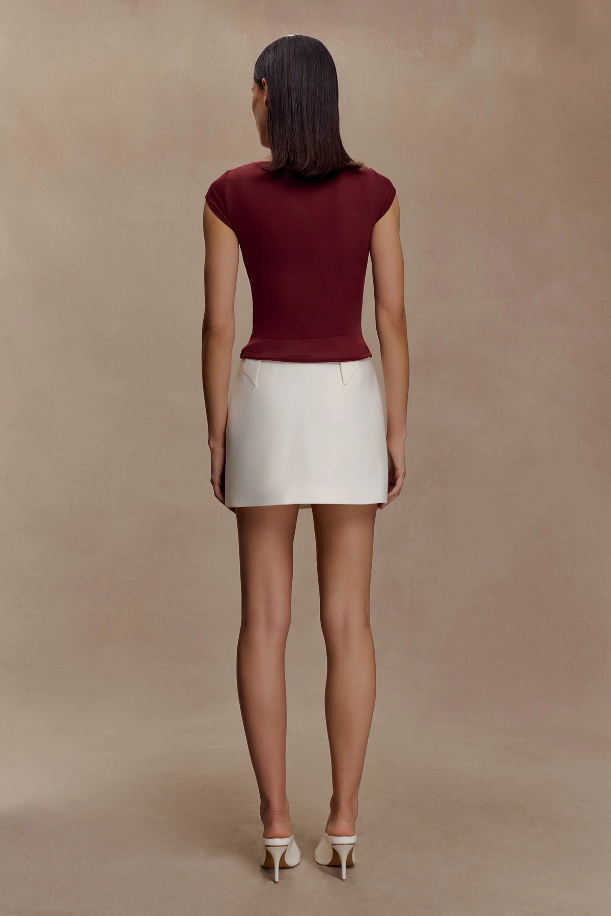 Romana Short Sleeve Mesh Top - Burgundy