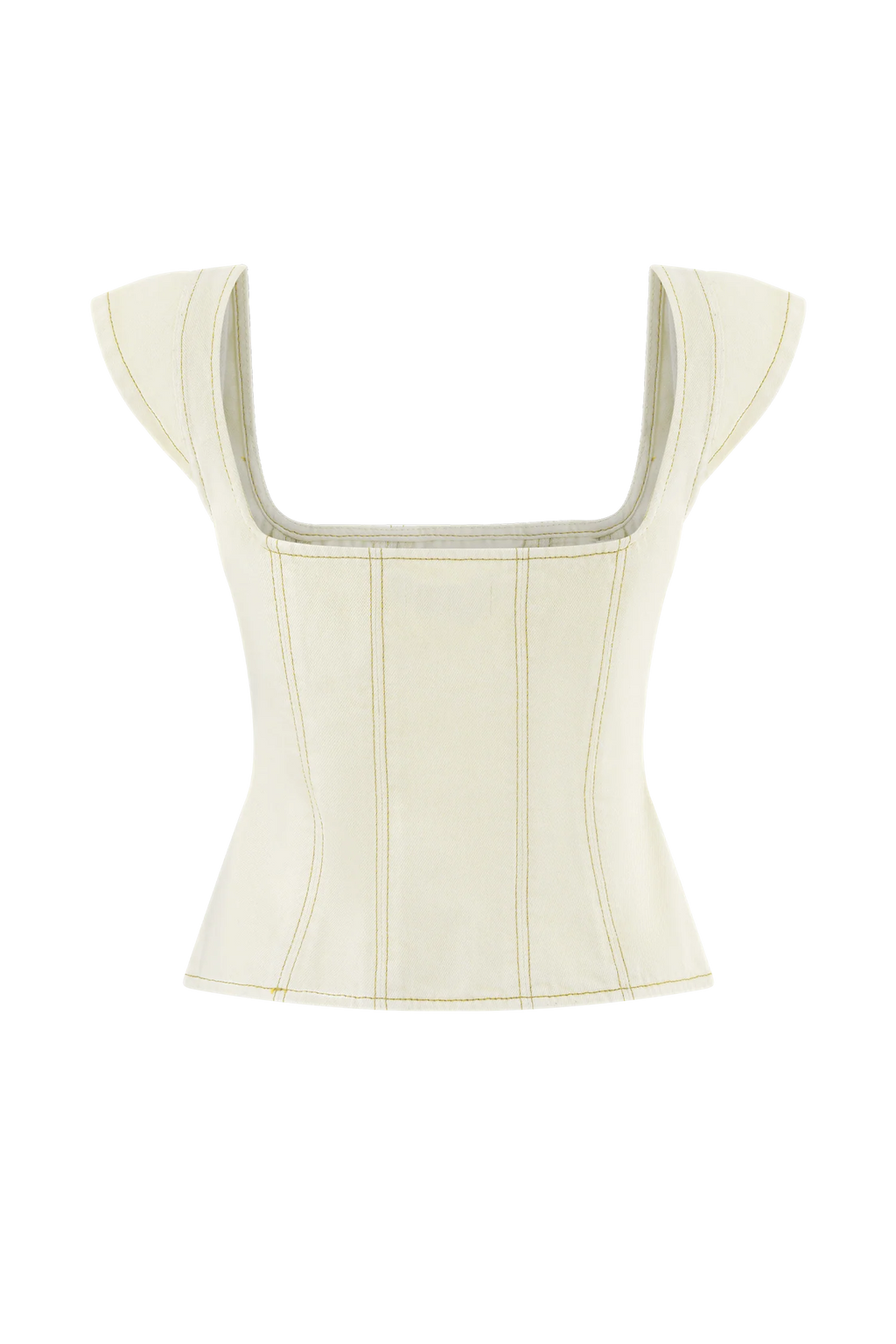 Loretta Cap Sleeve Denim Top - Ecru