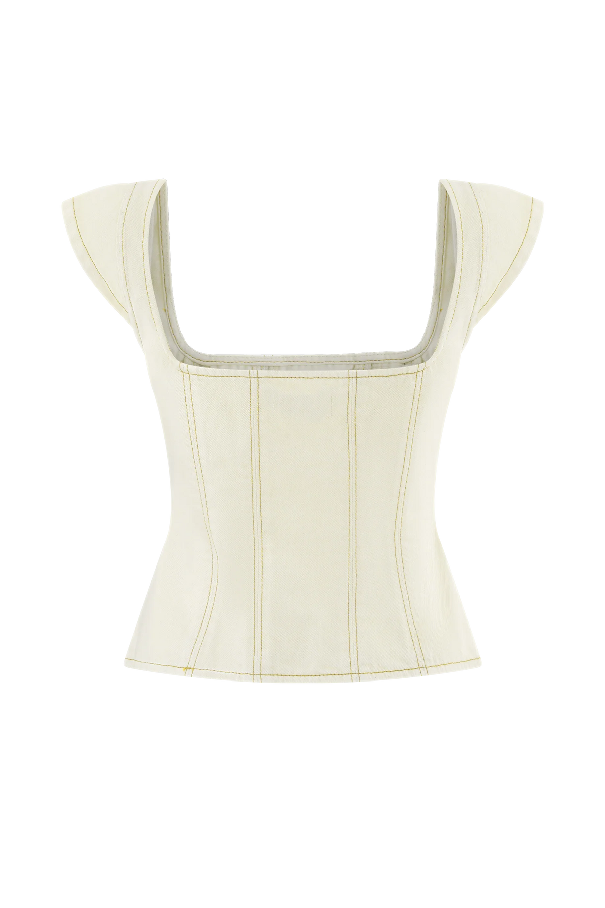 Loretta Cap Sleeve Denim Top - Ecru