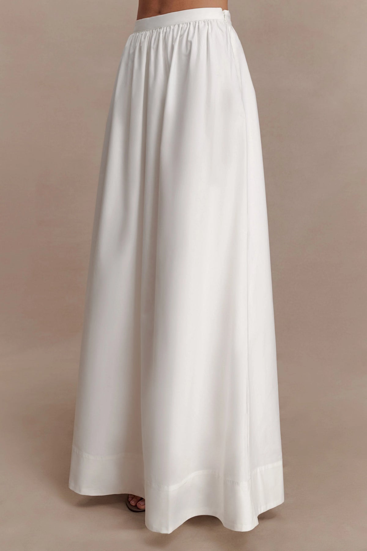 River Gathered Maxi Skirt - White