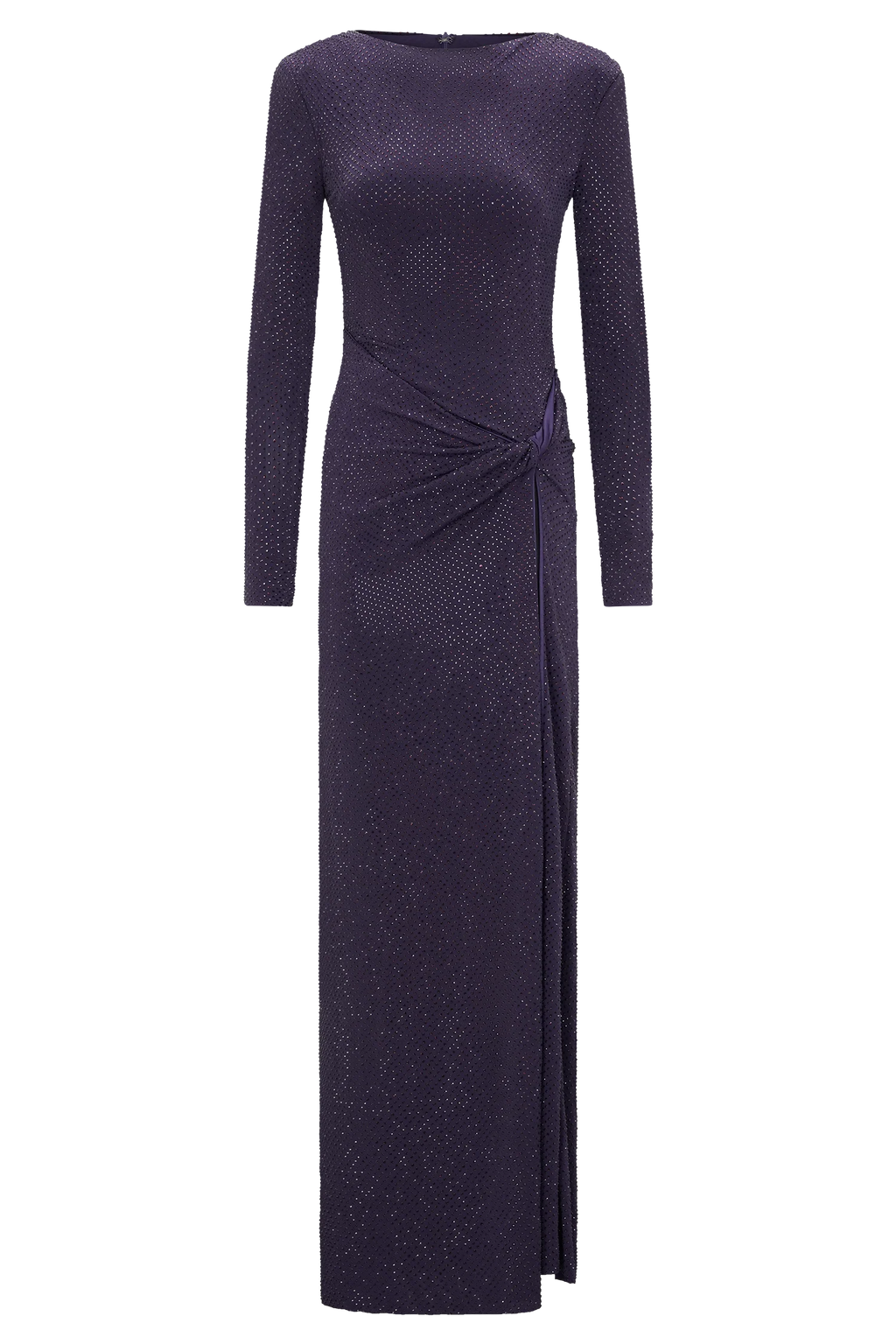 Deanna Long Sleeve Diamante Maxi Dress - Purple