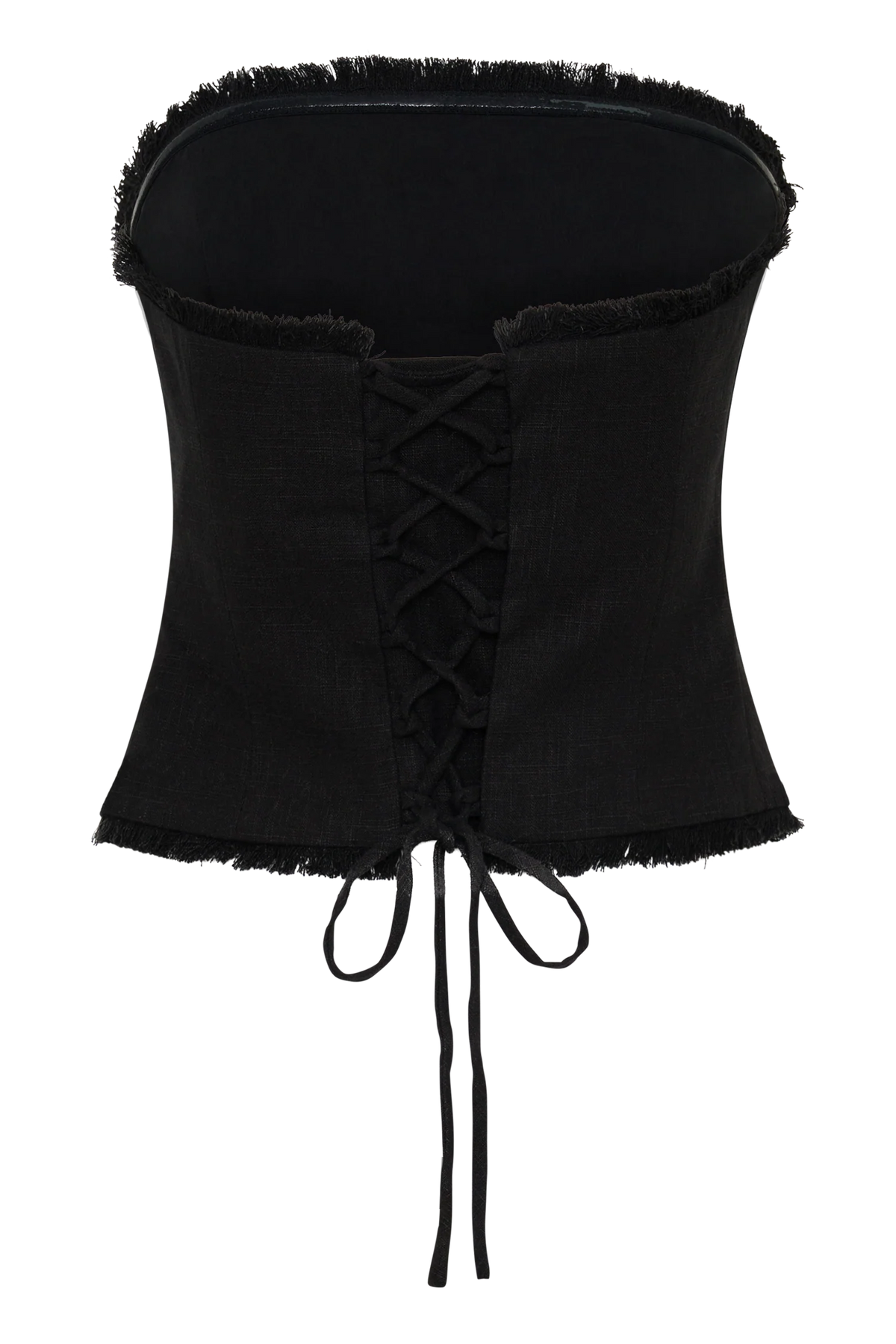 Annie Strapless Tie Back Linen Top - Black