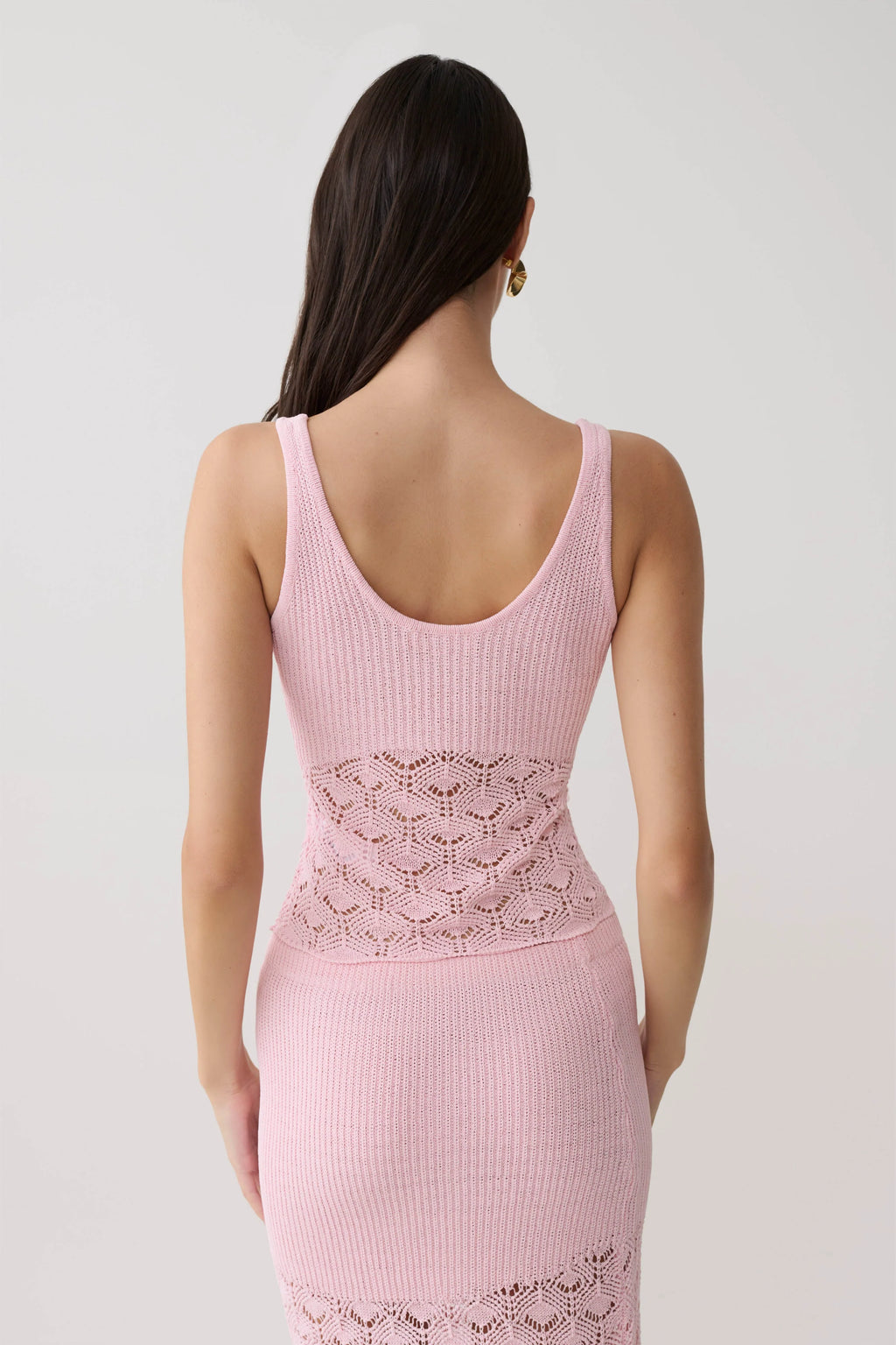 Atlantis Crochet Knit Top - Baby Pink