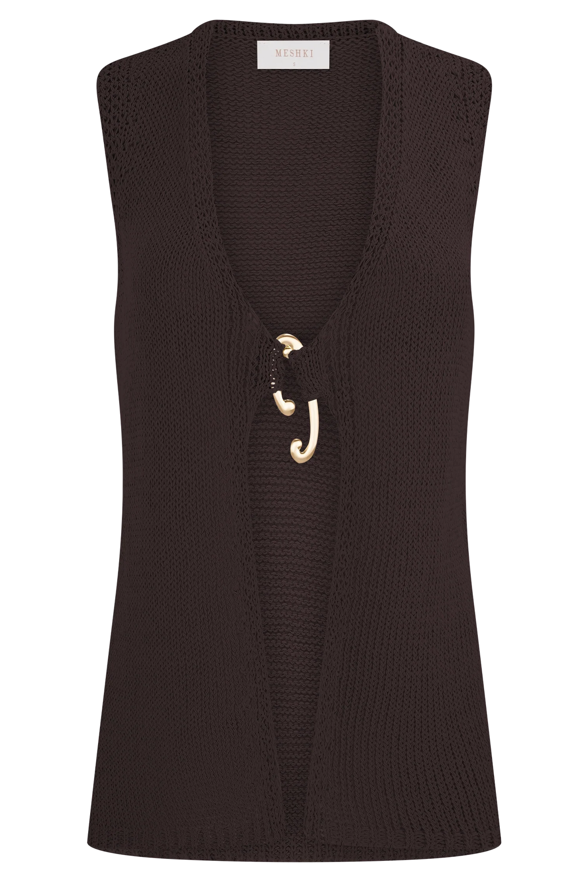 Malani Knit Top With Hardware - Chocolate
