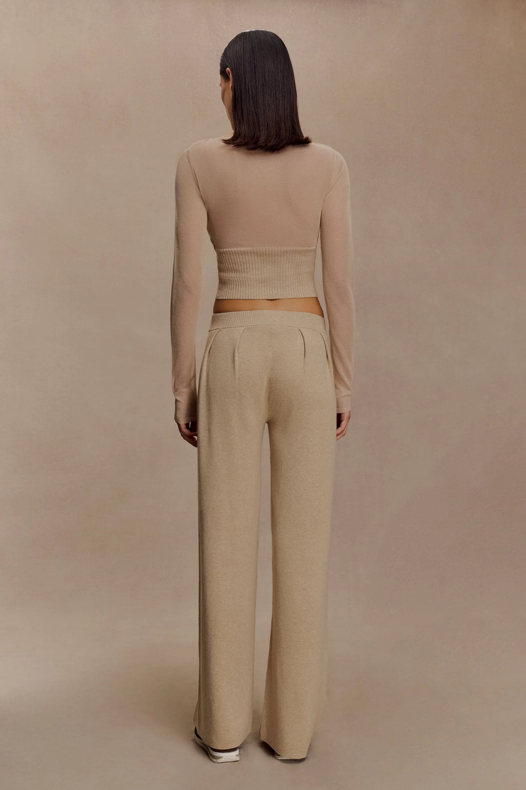 Frannie Gathered Silk Blend Knit Pants - Sand