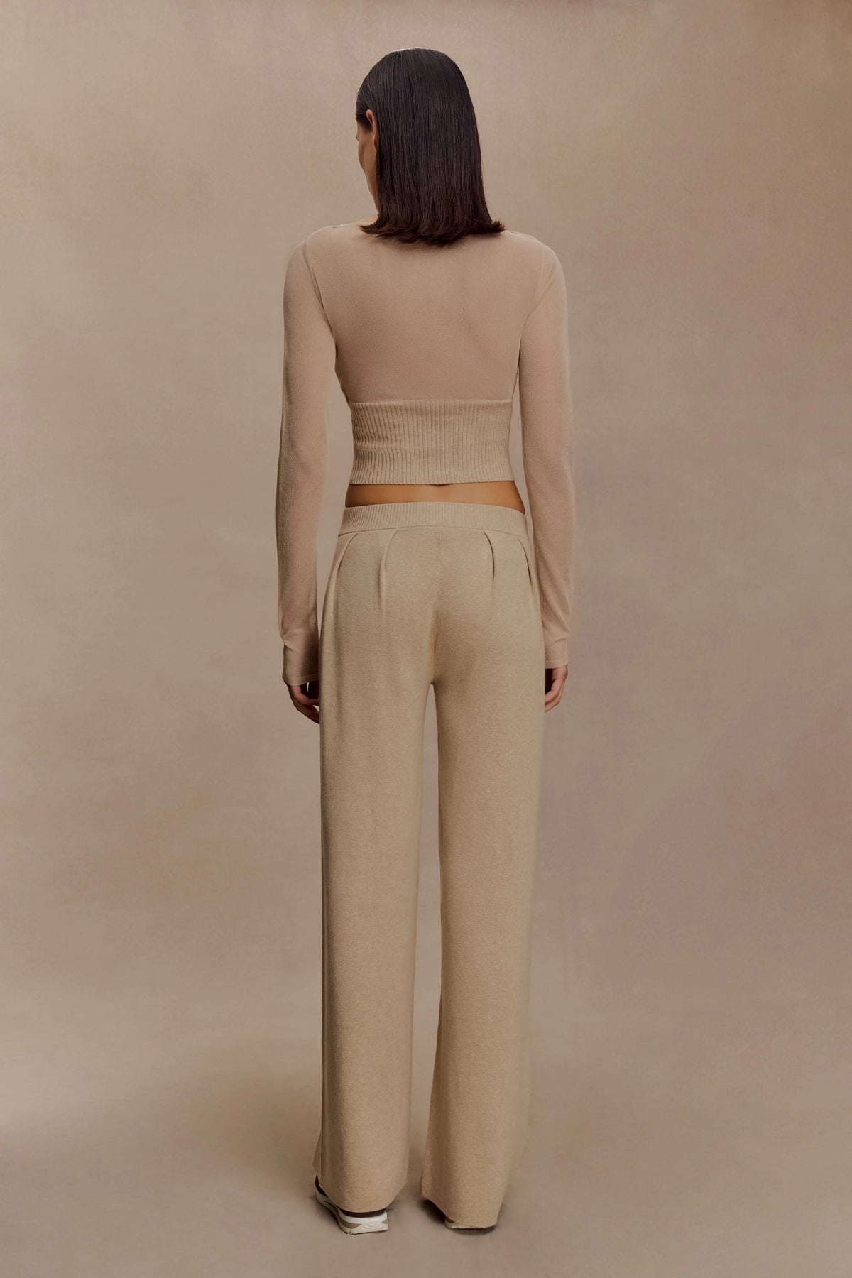 Frannie Gathered Silk Blend Knit Pants - Sand
