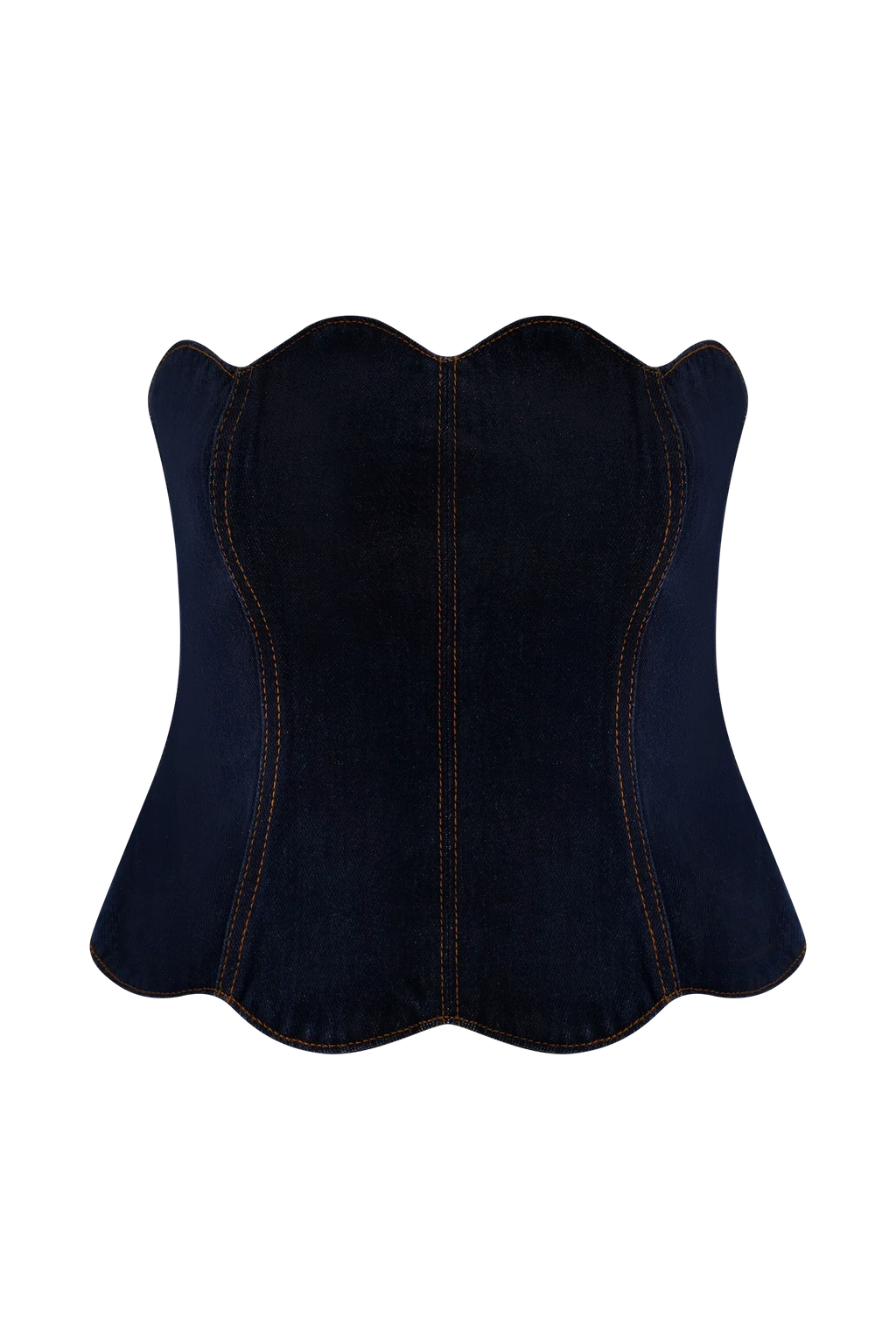 Oakley Strapless Scallop Denim Top - Indigo Blue
