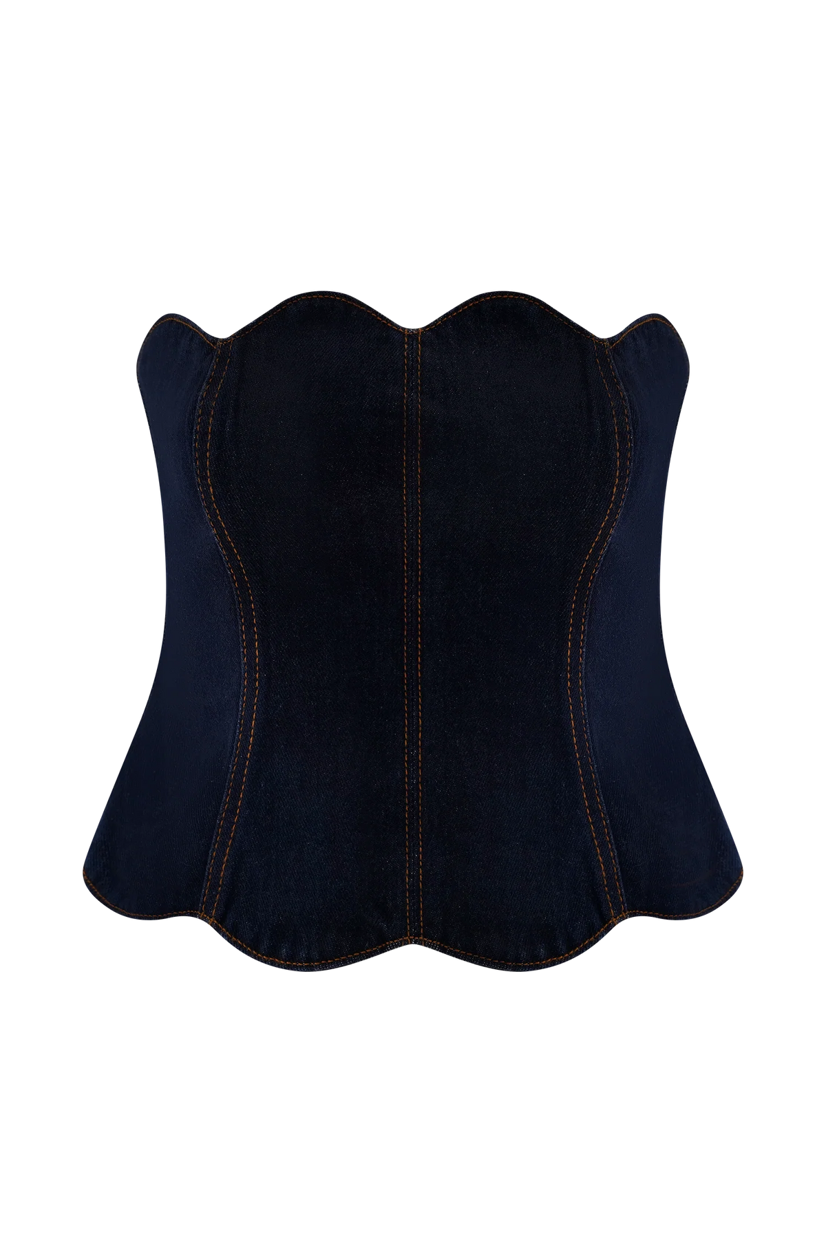 Oakley Strapless Scallop Denim Top - Indigo Blue