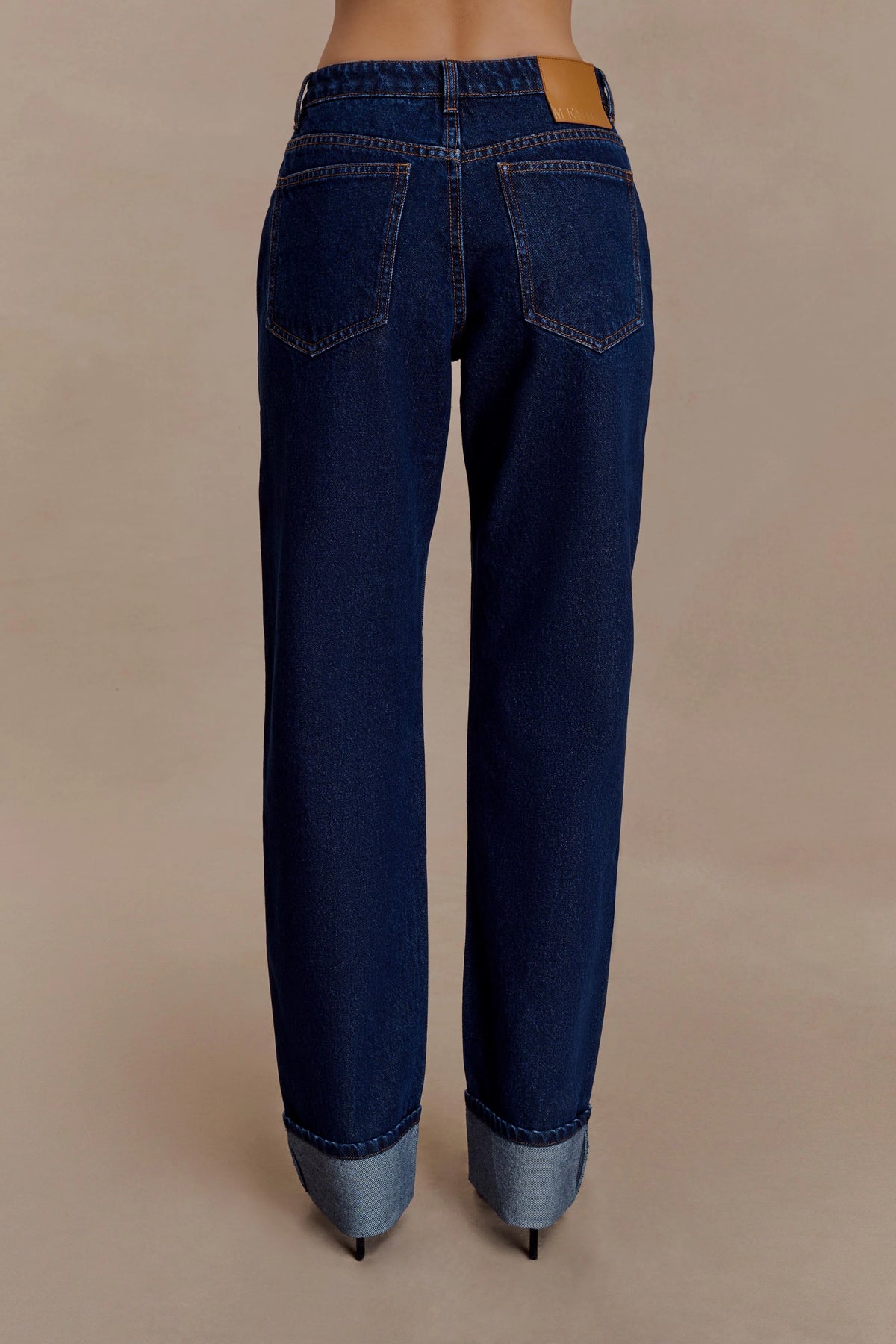 Kirralee Straight Leg Cuffed Jeans - Indigo Blue