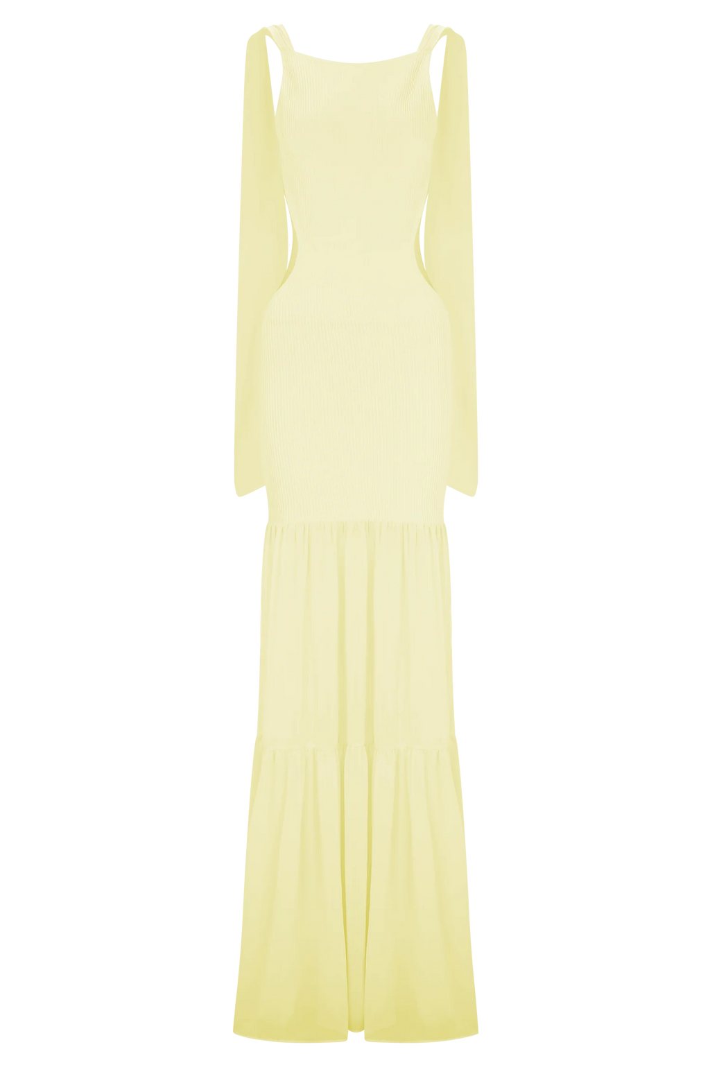 Haille Knit Chiffon Maxi Dress - Lemon