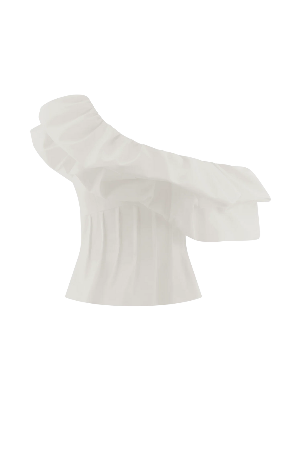 Debbie One Shoulder Bubble Top - White