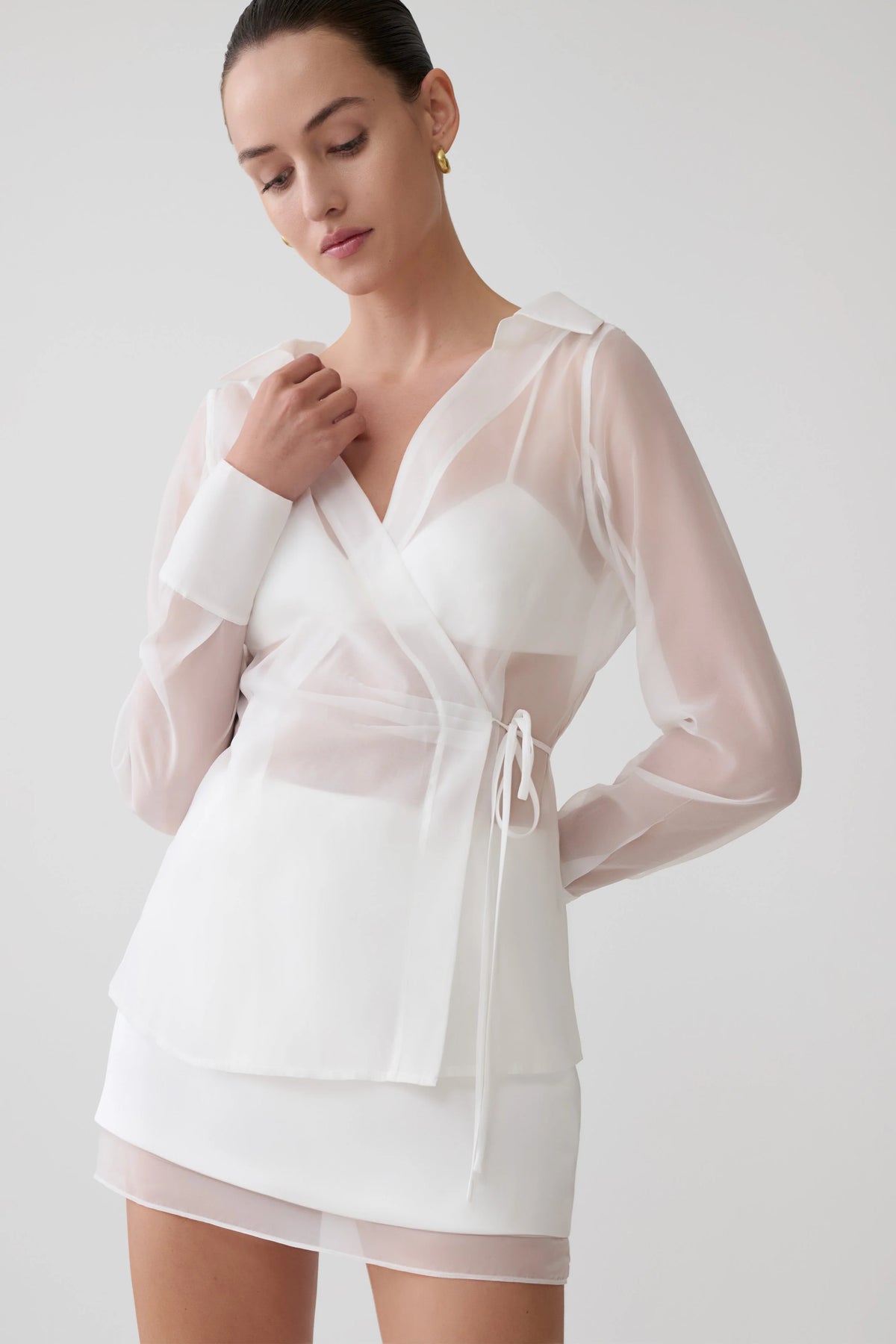 Frankie Satin Mini Skirt - White