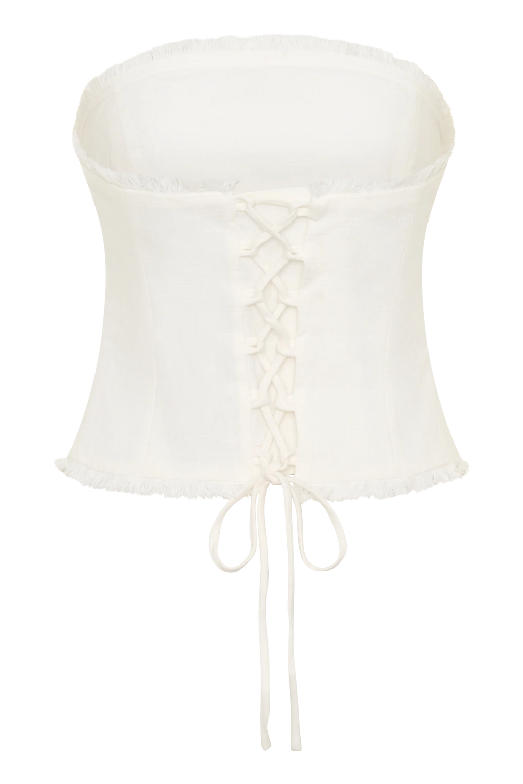 Annie Strapless Tie Back Linen Top - White