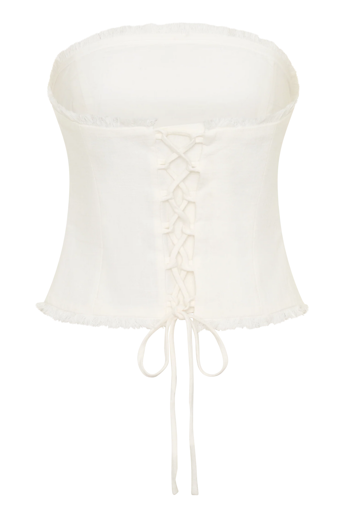 Annie Strapless Tie Back Linen Top - White