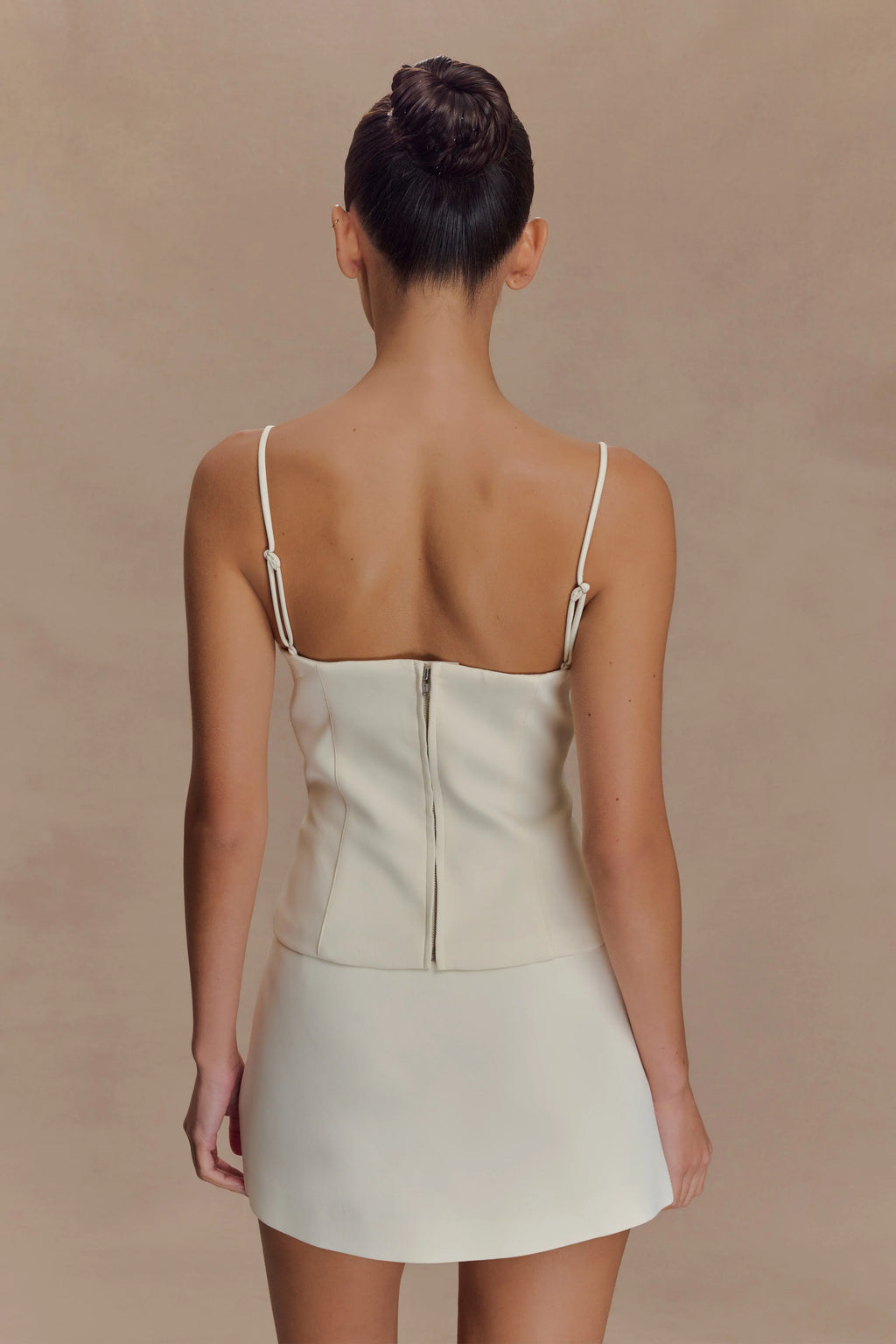 Jaime Spaghetti Strap Suiting Top - Ivory