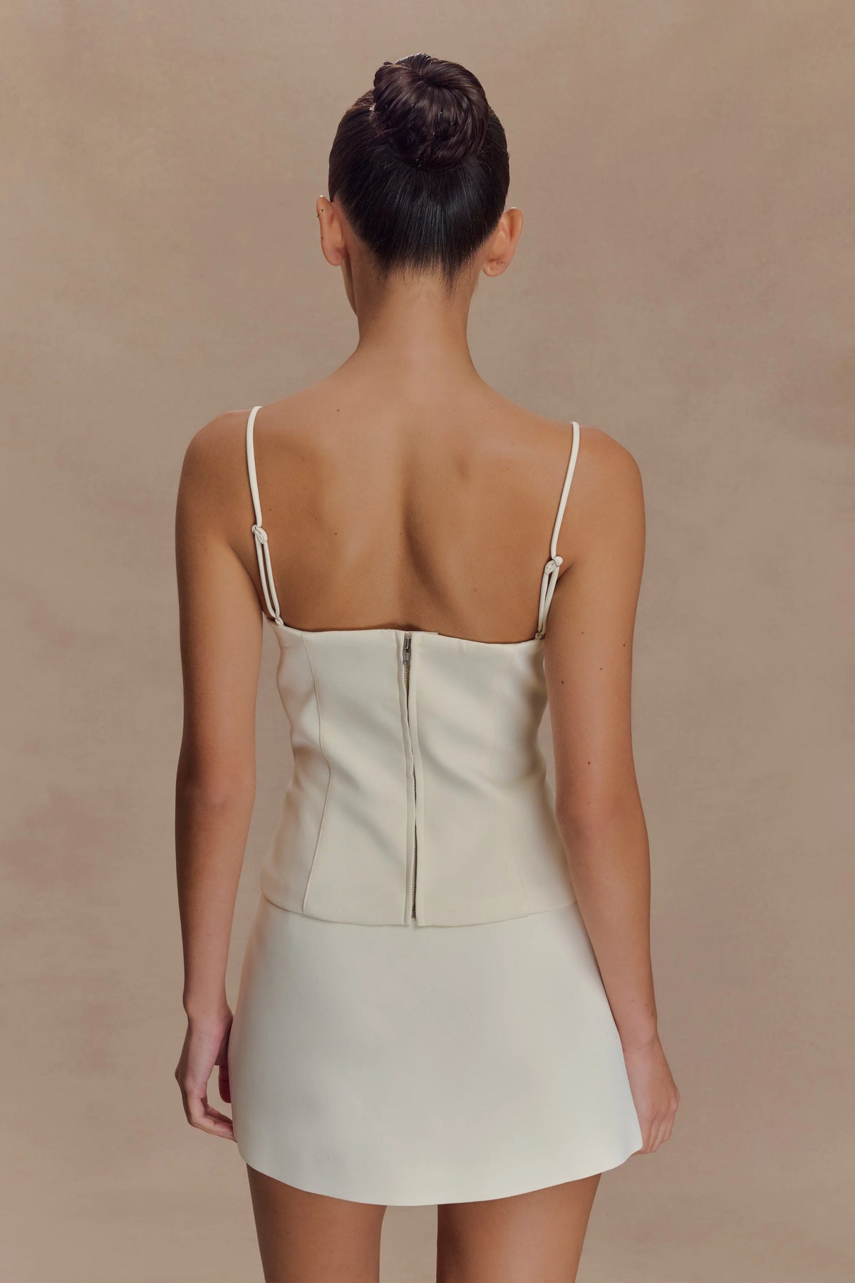 Jaime Spaghetti Strap Suiting Top - Ivory