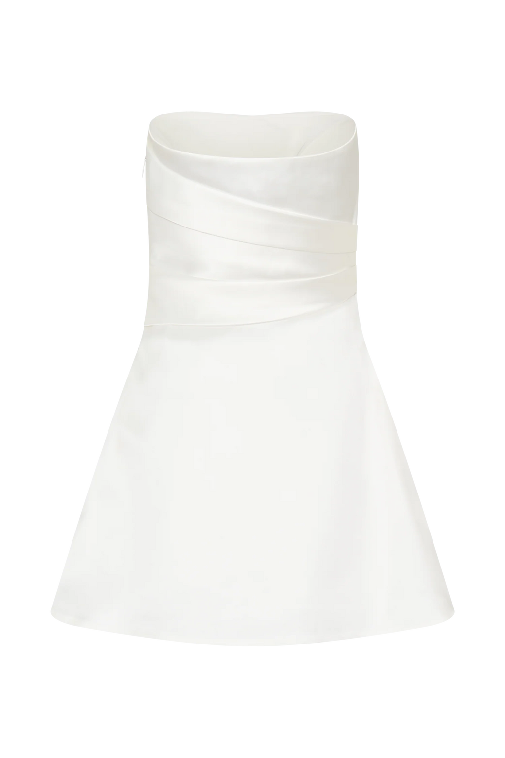 Lora Strapless Satin Mini Dress - White