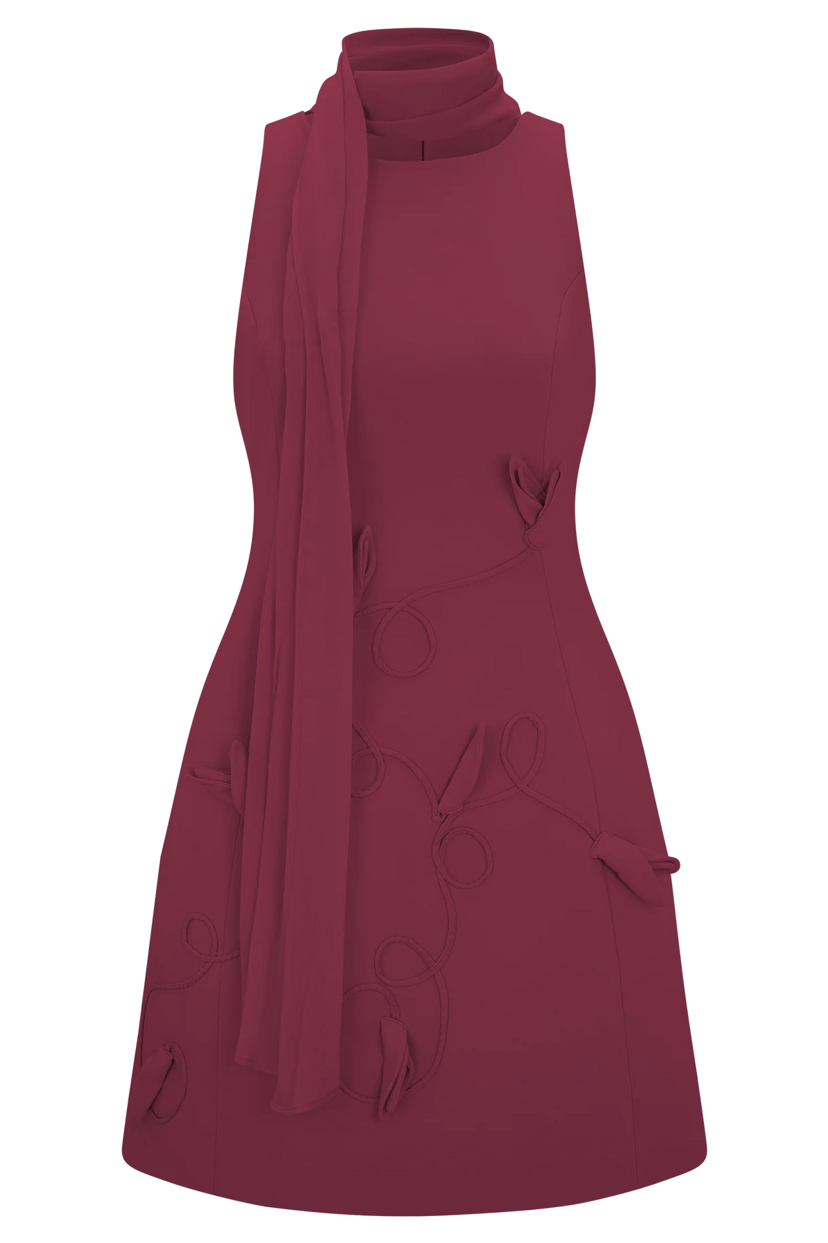 Skyler Suiting Embroidered Mini Dress - Wine
