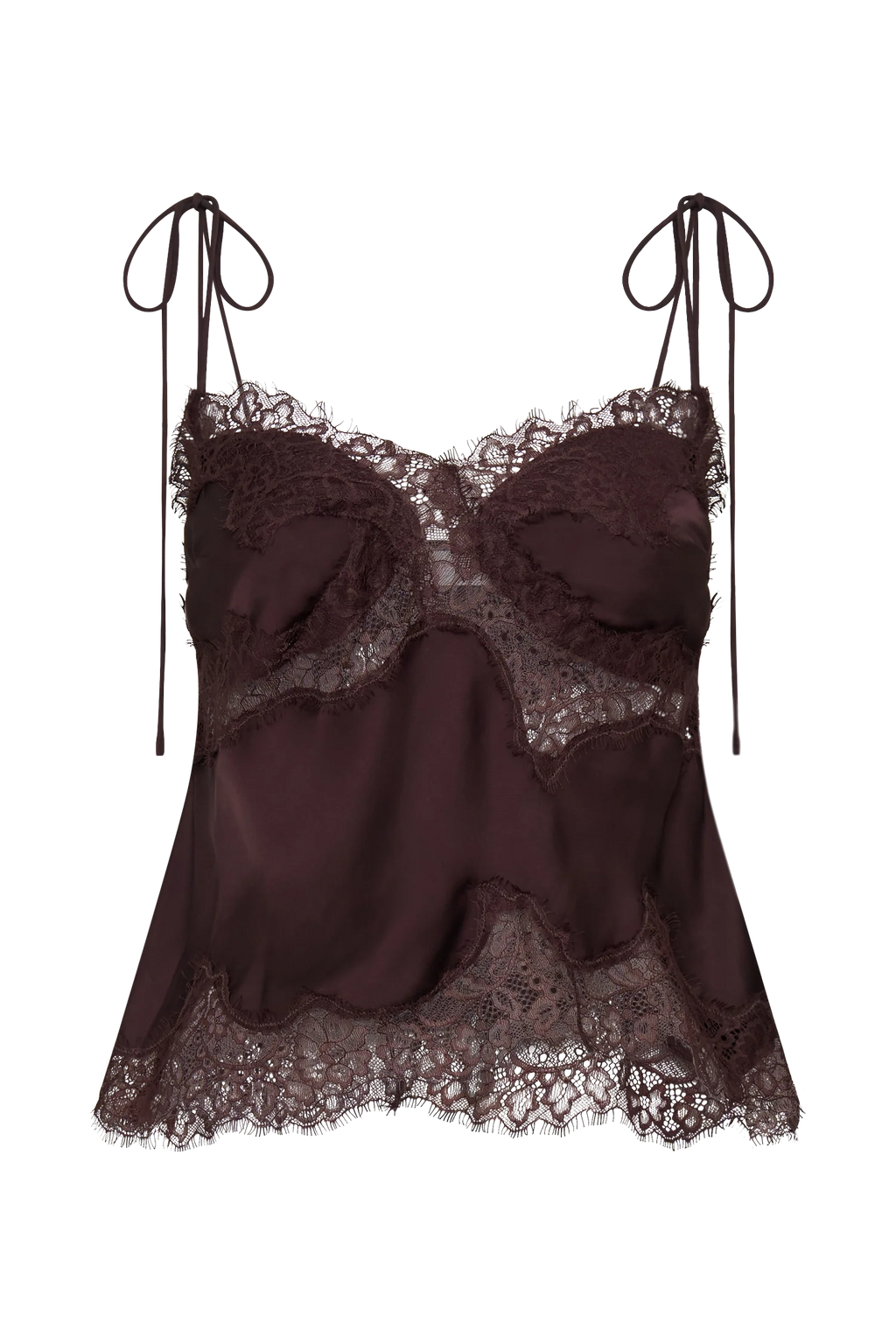 Nina Satin And Lace Camisole - Chocolate