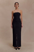 Gemma Strapless Mesh Maxi Dress - Black