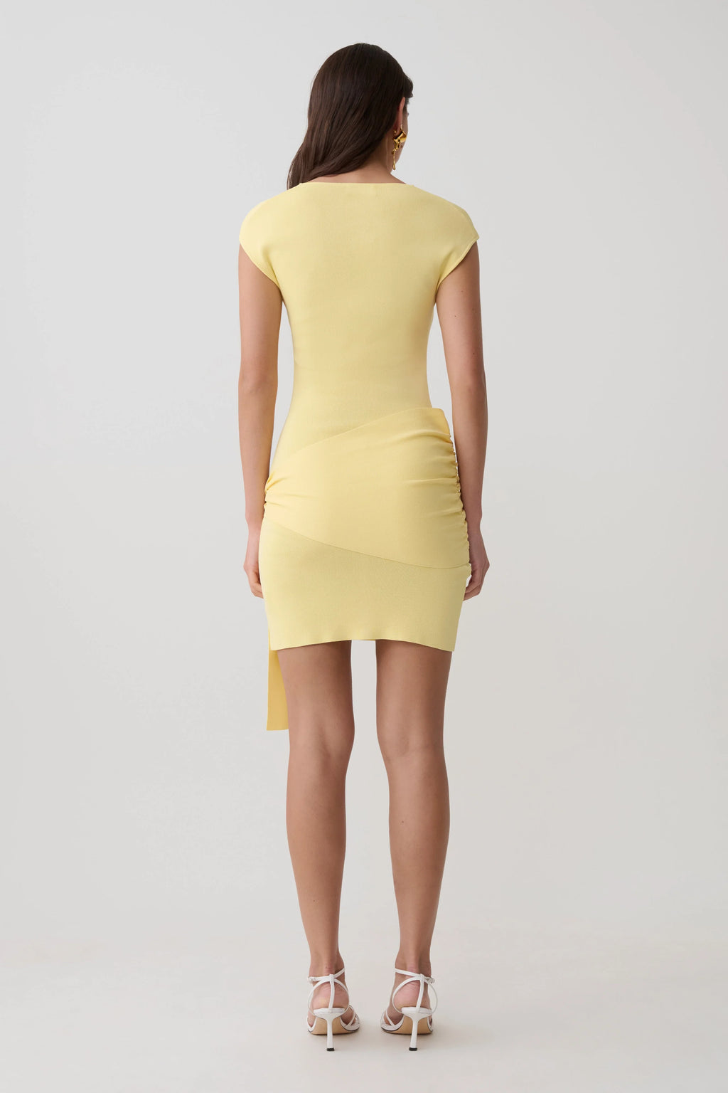 Freida Knit Mini Dress With Sash - Lemon