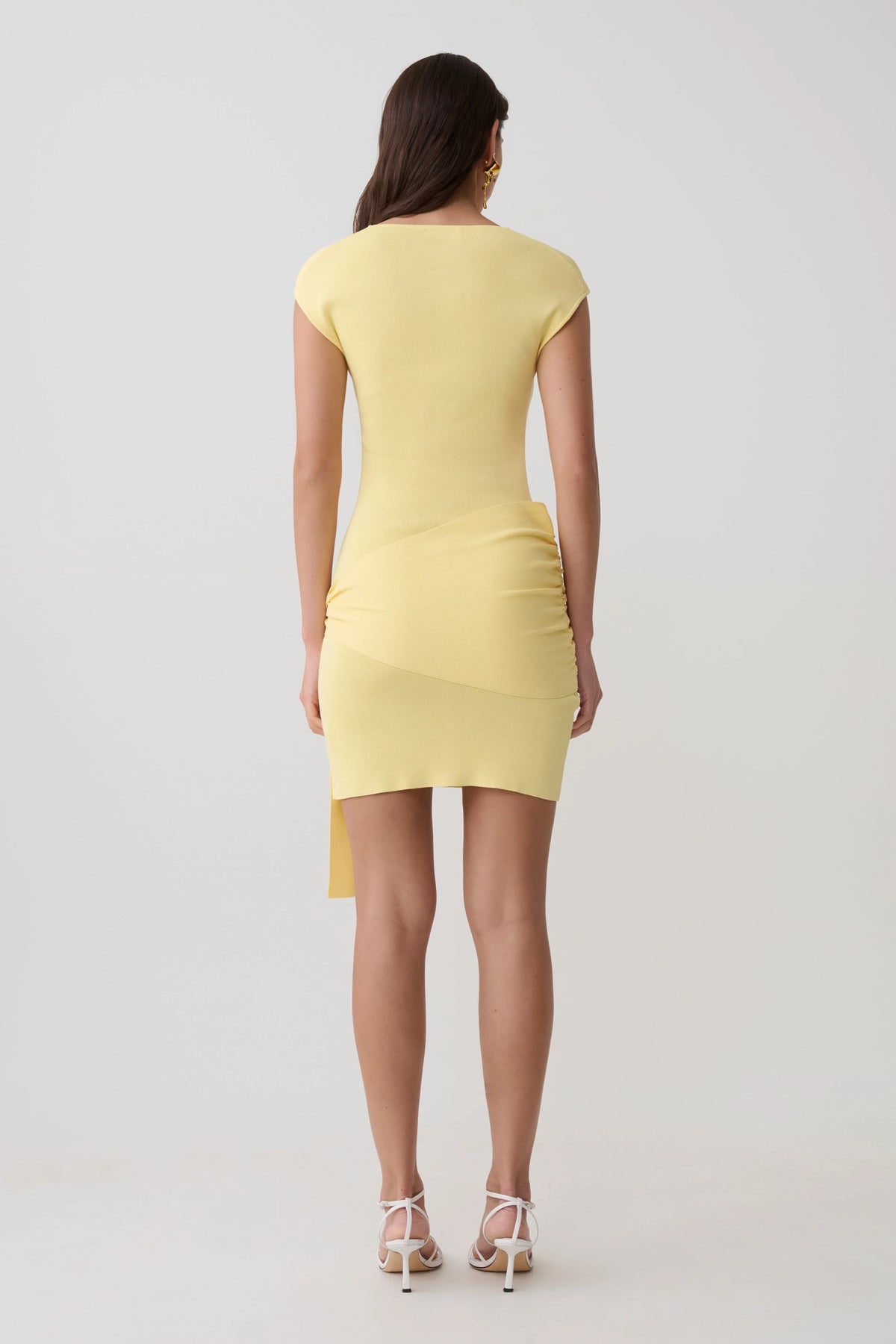 Freida Knit Mini Dress With Sash - Lemon