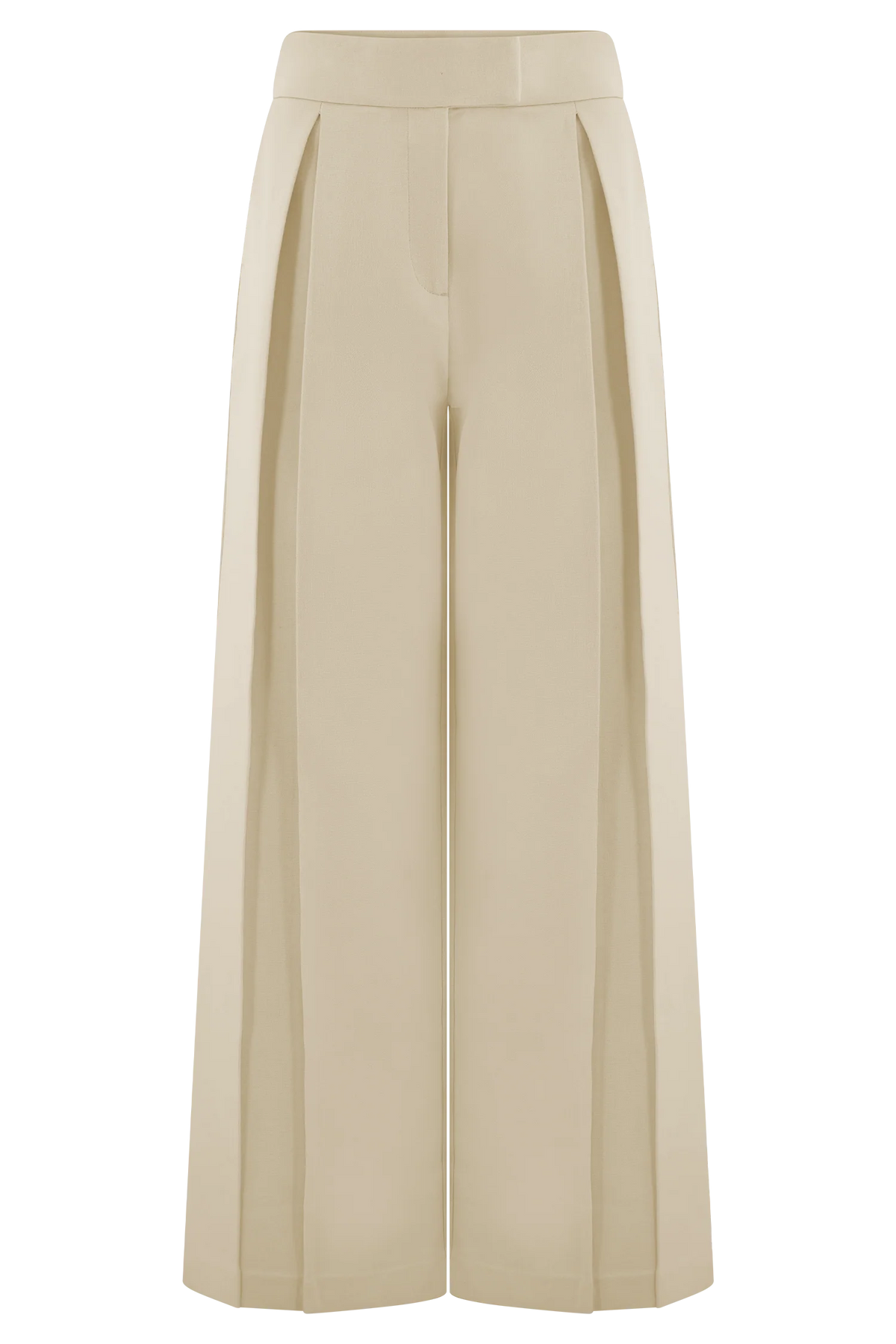 Raya Mid Rise Wide Leg Linen Pant - Natural Beige
