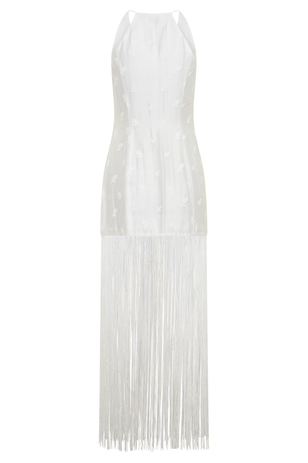 Abigail V Neck Fringe Maxi Dress - White