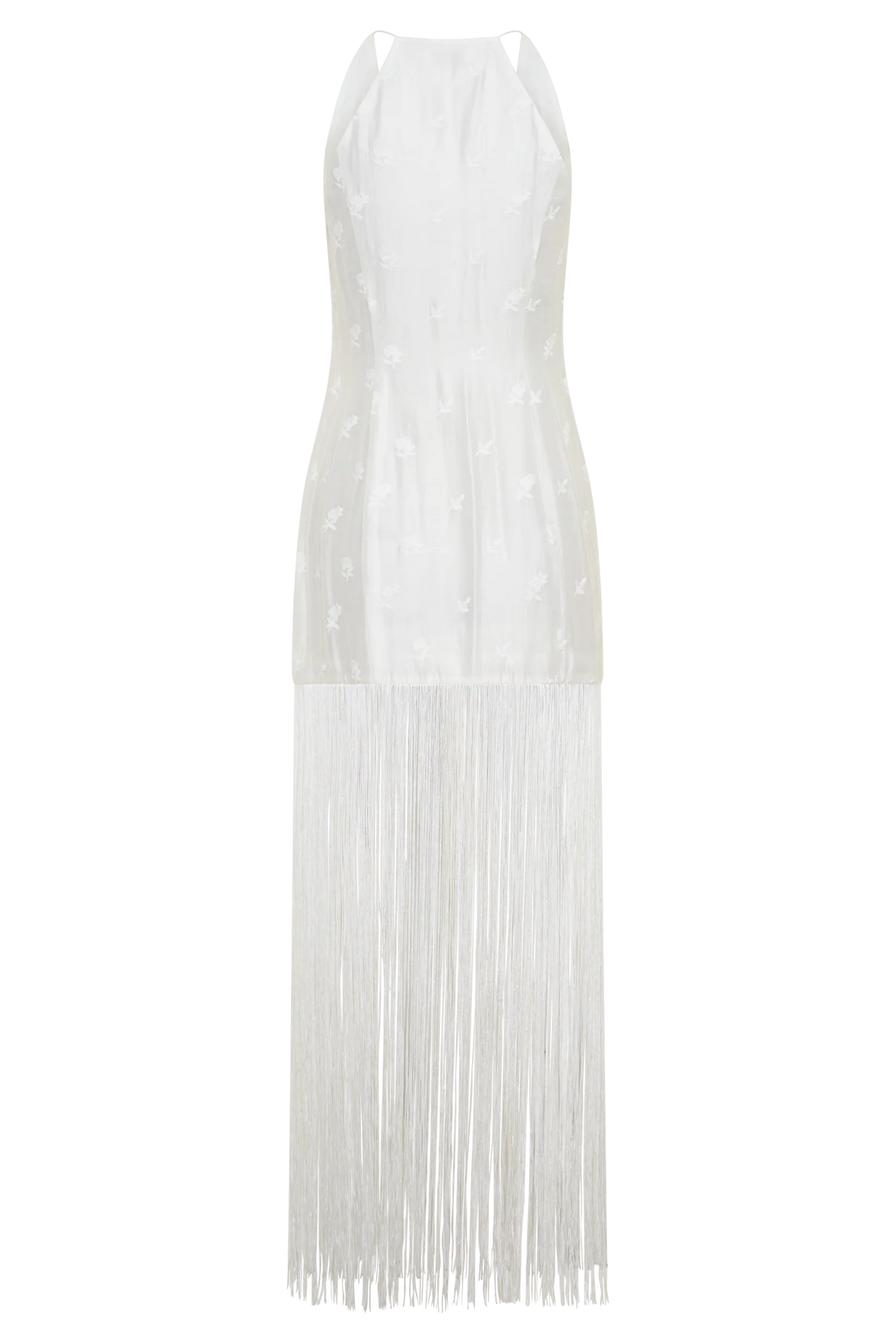 Abigail V Neck Fringe Maxi Dress - White