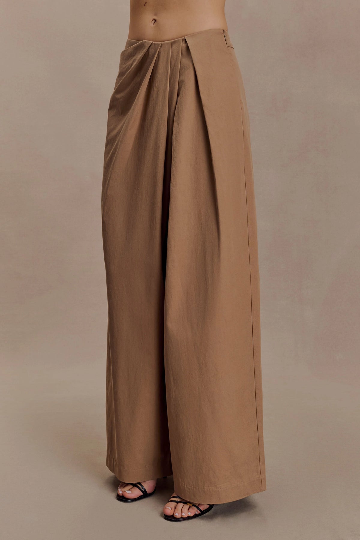 Owen Draped Wide Leg Pants - Mocha