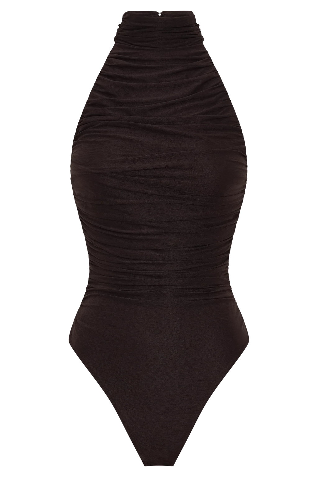 Matilda Ruched Mesh Bodysuit - Chocolate