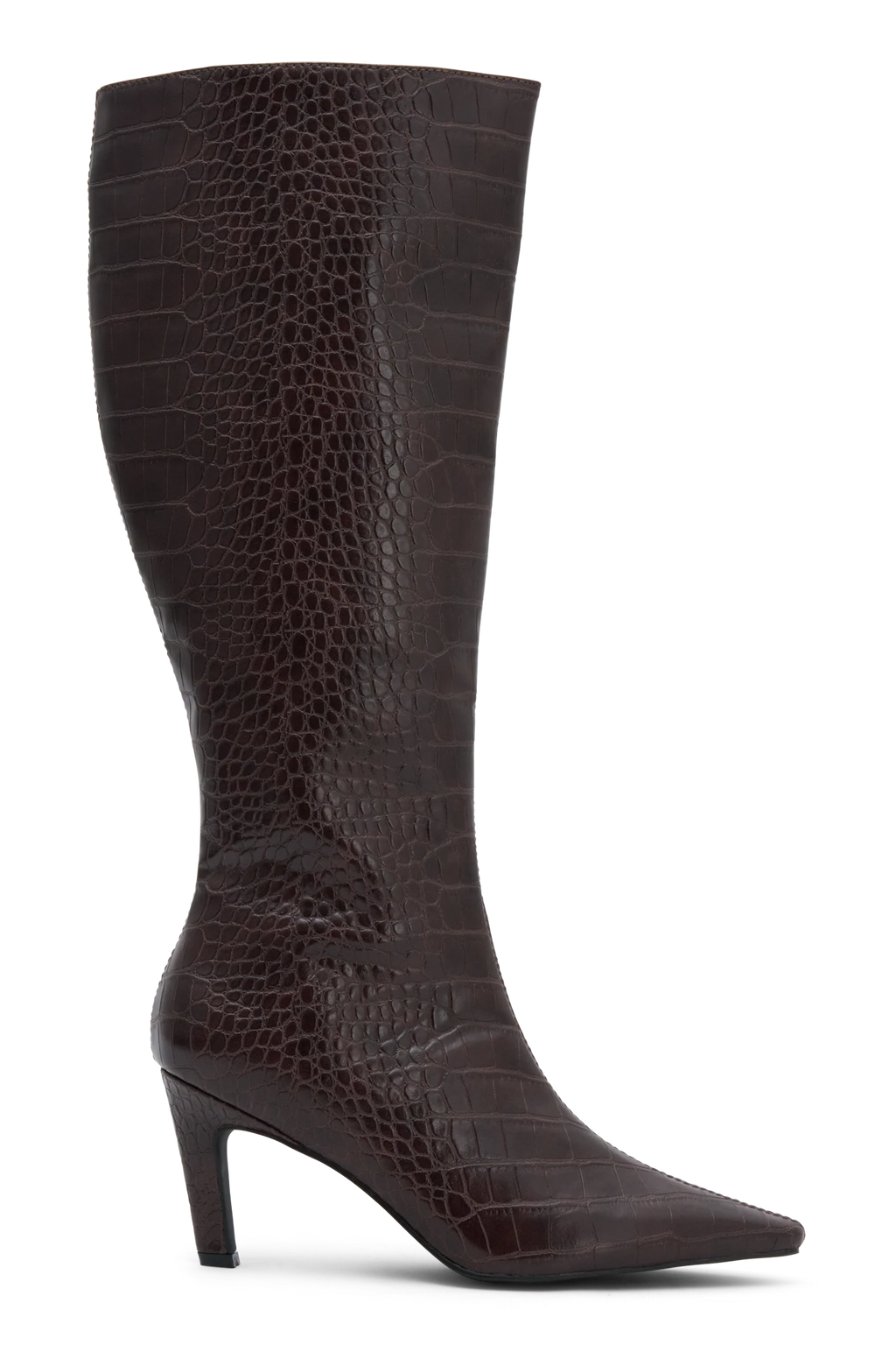 Sarah Faux Leather Crocodile Boot - Chocolate