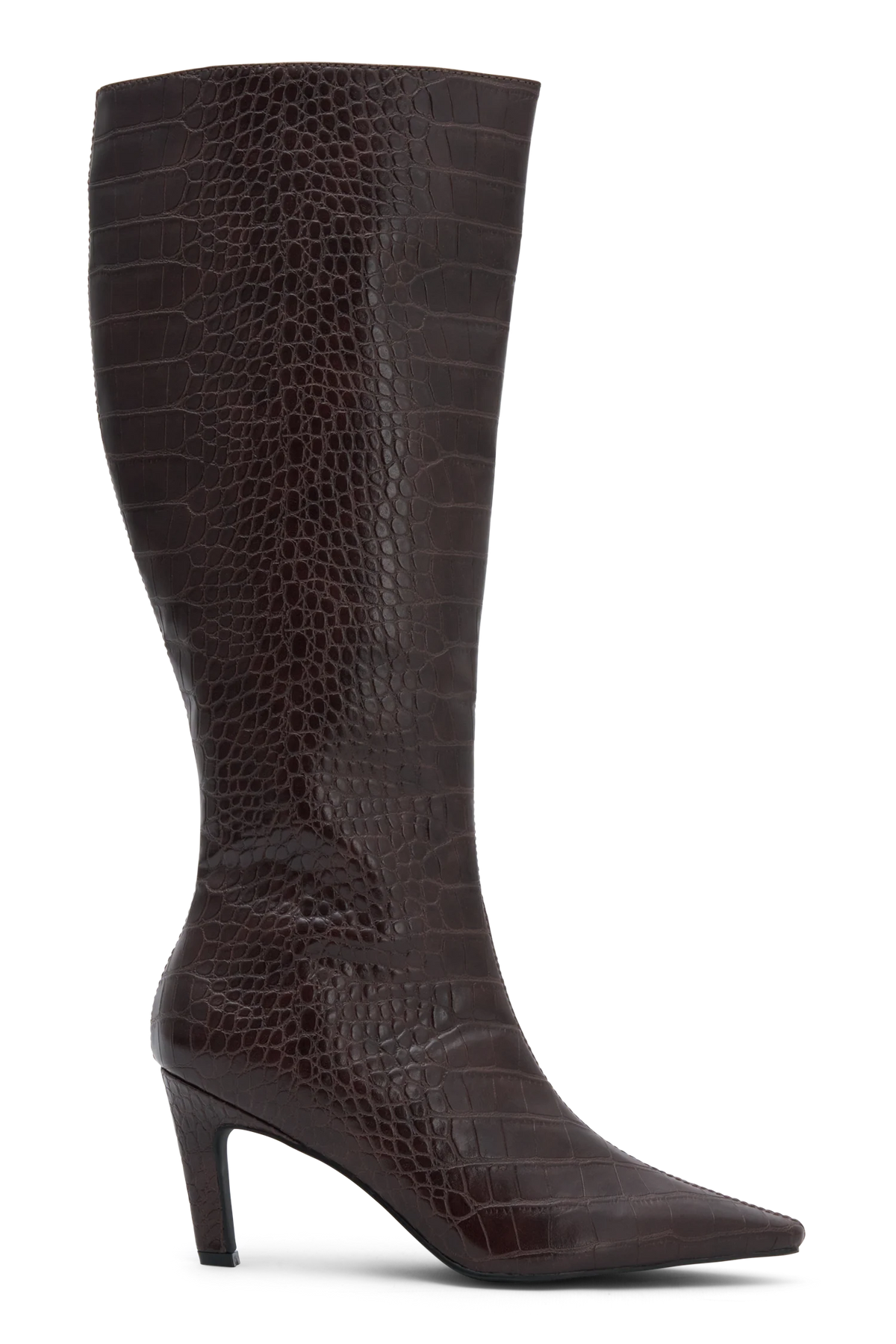 Sarah Faux Leather Crocodile Boot - Chocolate
