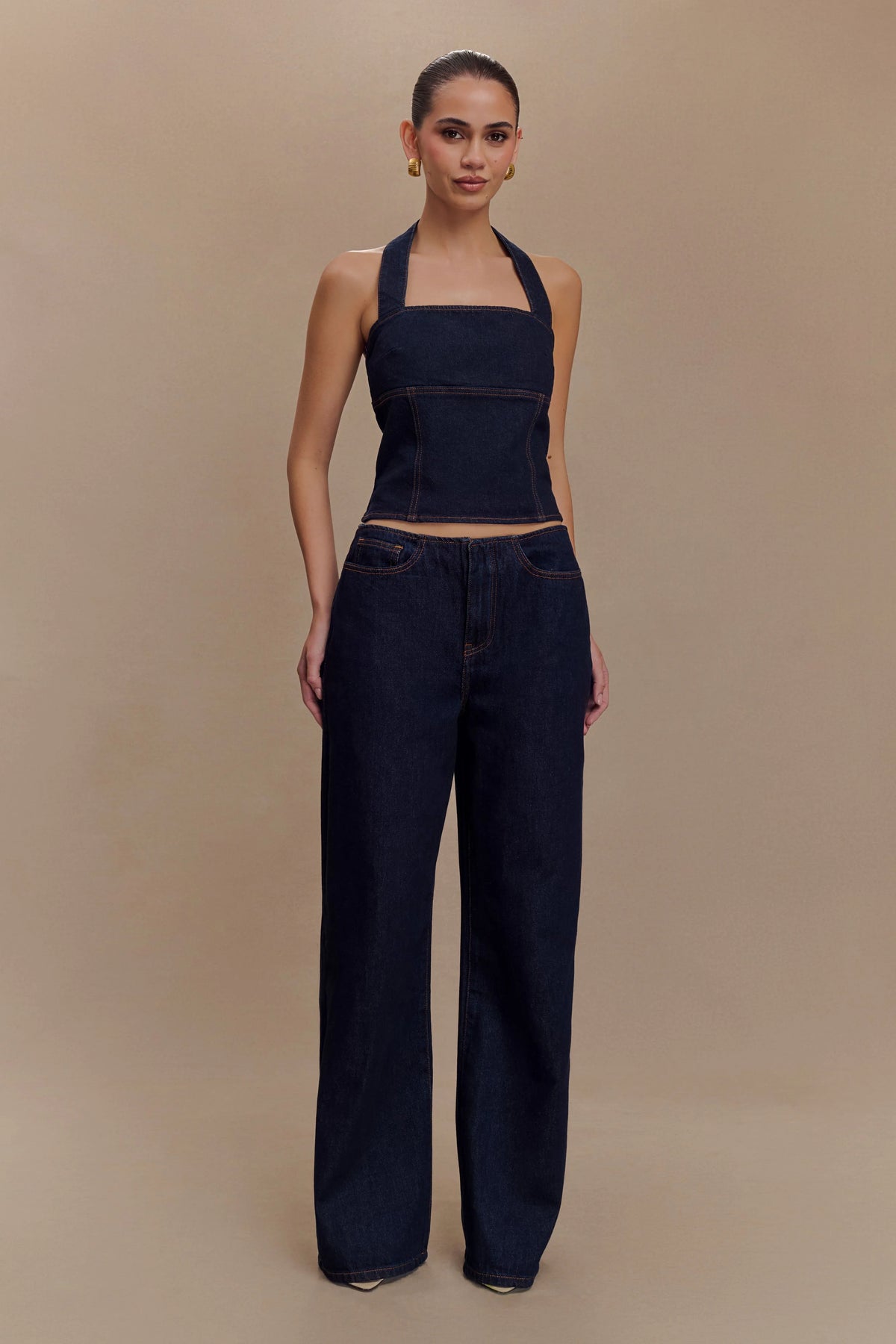 Caitlin Mid Rise Denim Jeans - Indigo Blue